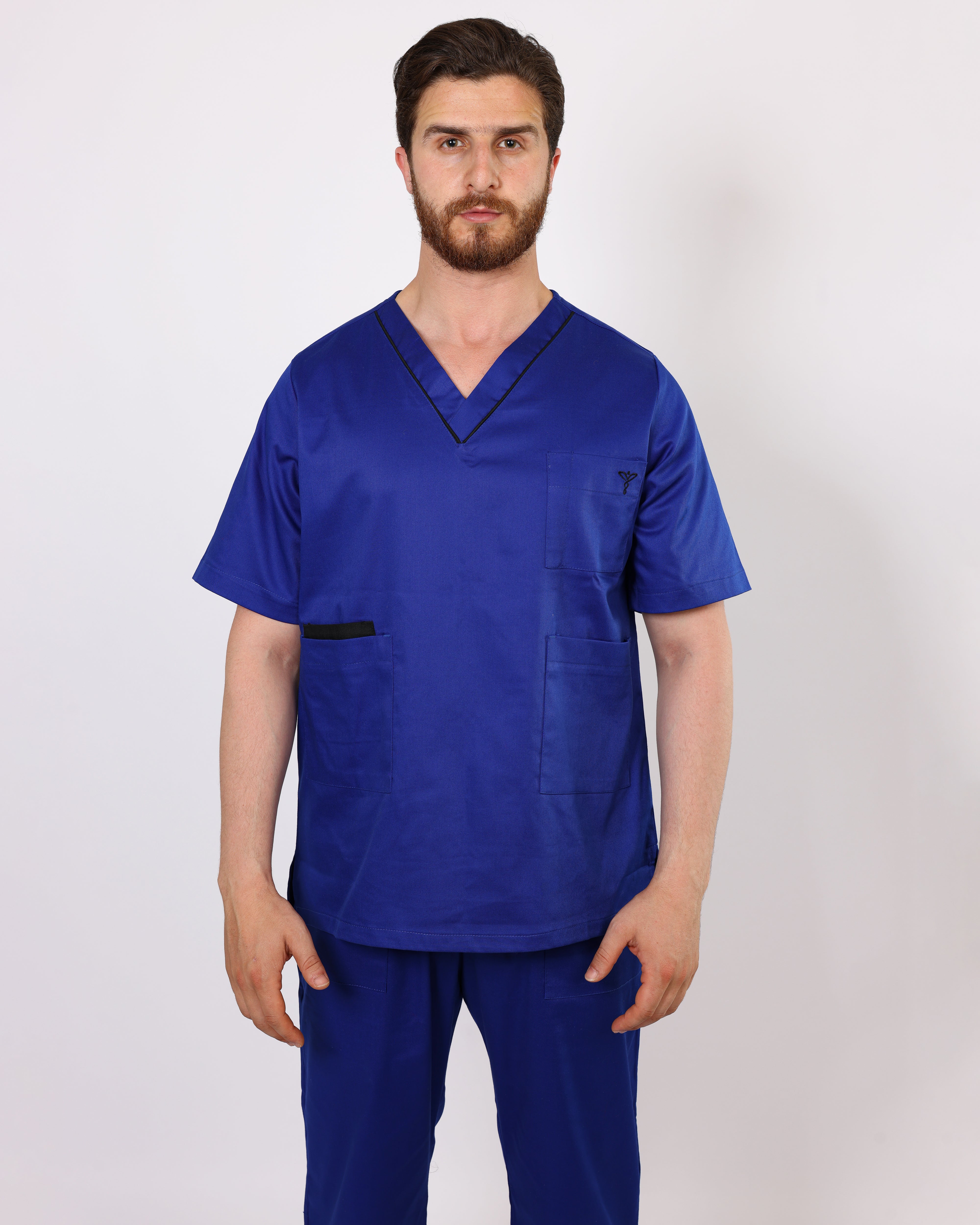 Pyjama de Bloc Col V Stretch Homme - Bleu Roi
