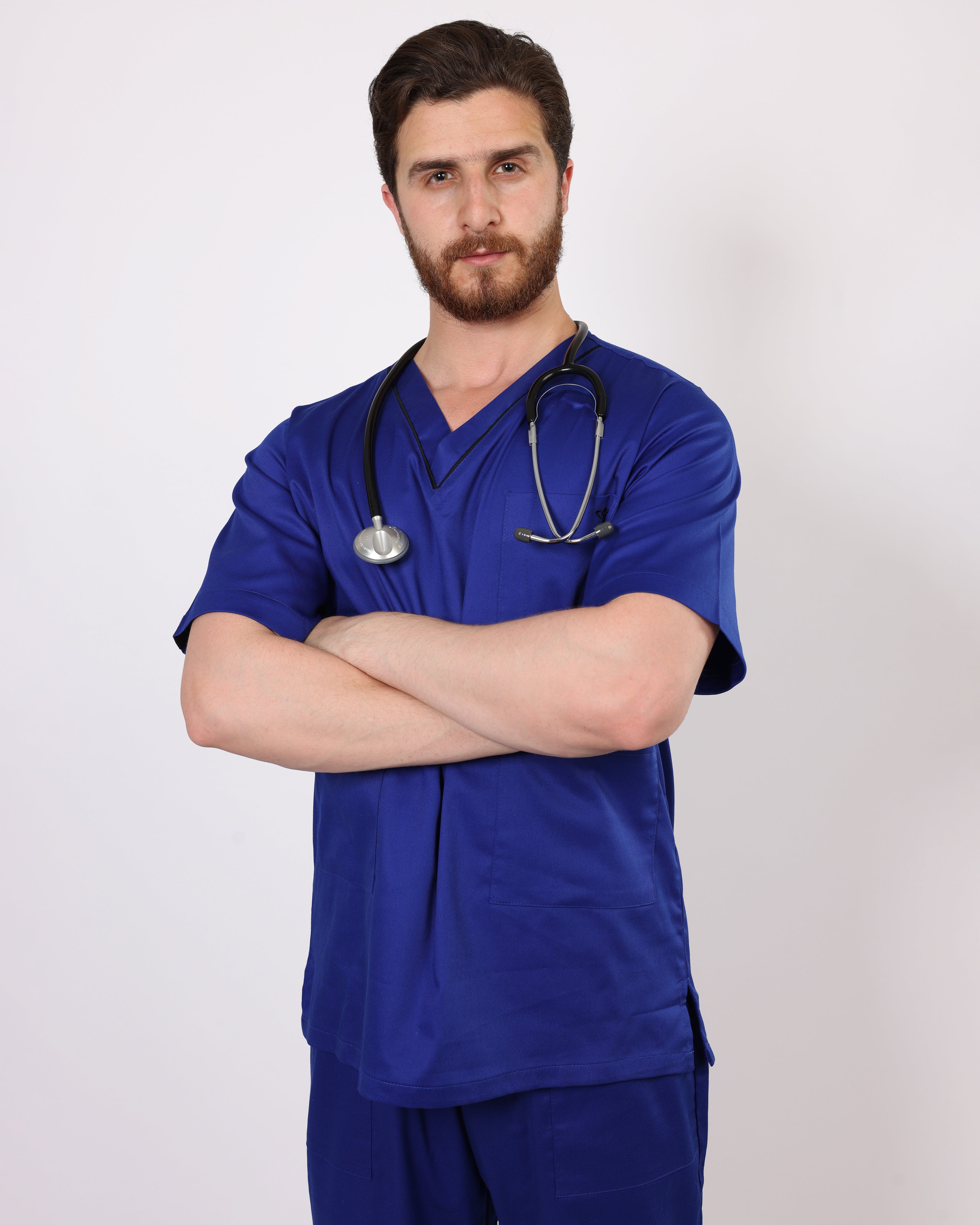 Pyjama de Bloc Col V Stretch Homme - Bleu Roi