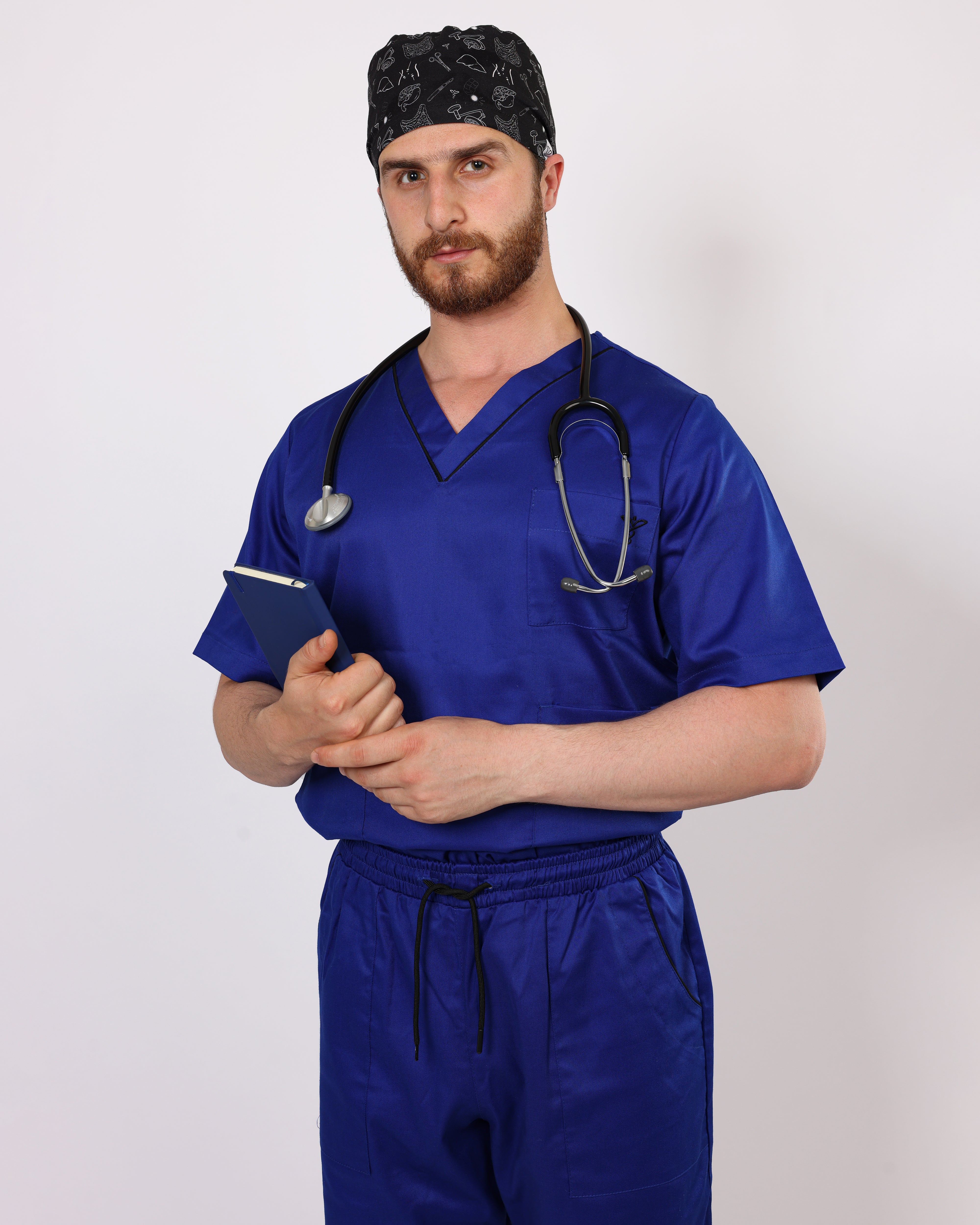 Pyjama de Bloc Col V Stretch Homme - Bleu Roi