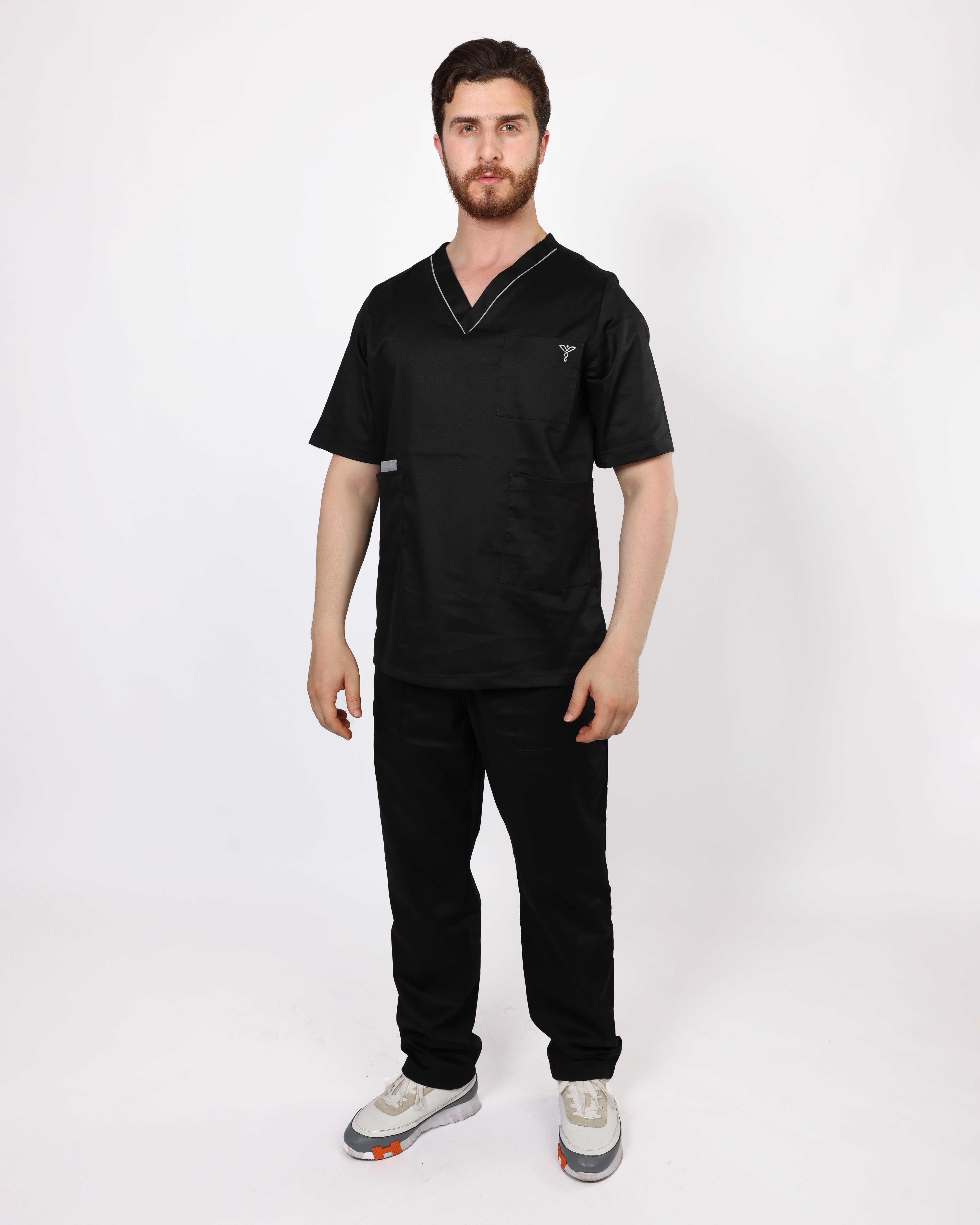 Pyjama de Bloc Col V Stretch Homme - Noir