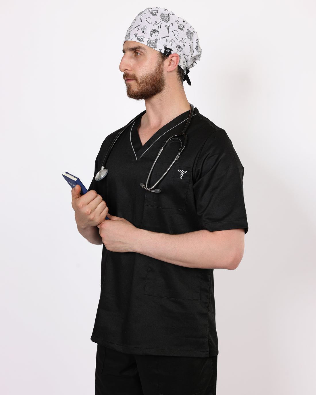 Pyjama de Bloc Col V Stretch Homme - Noir
