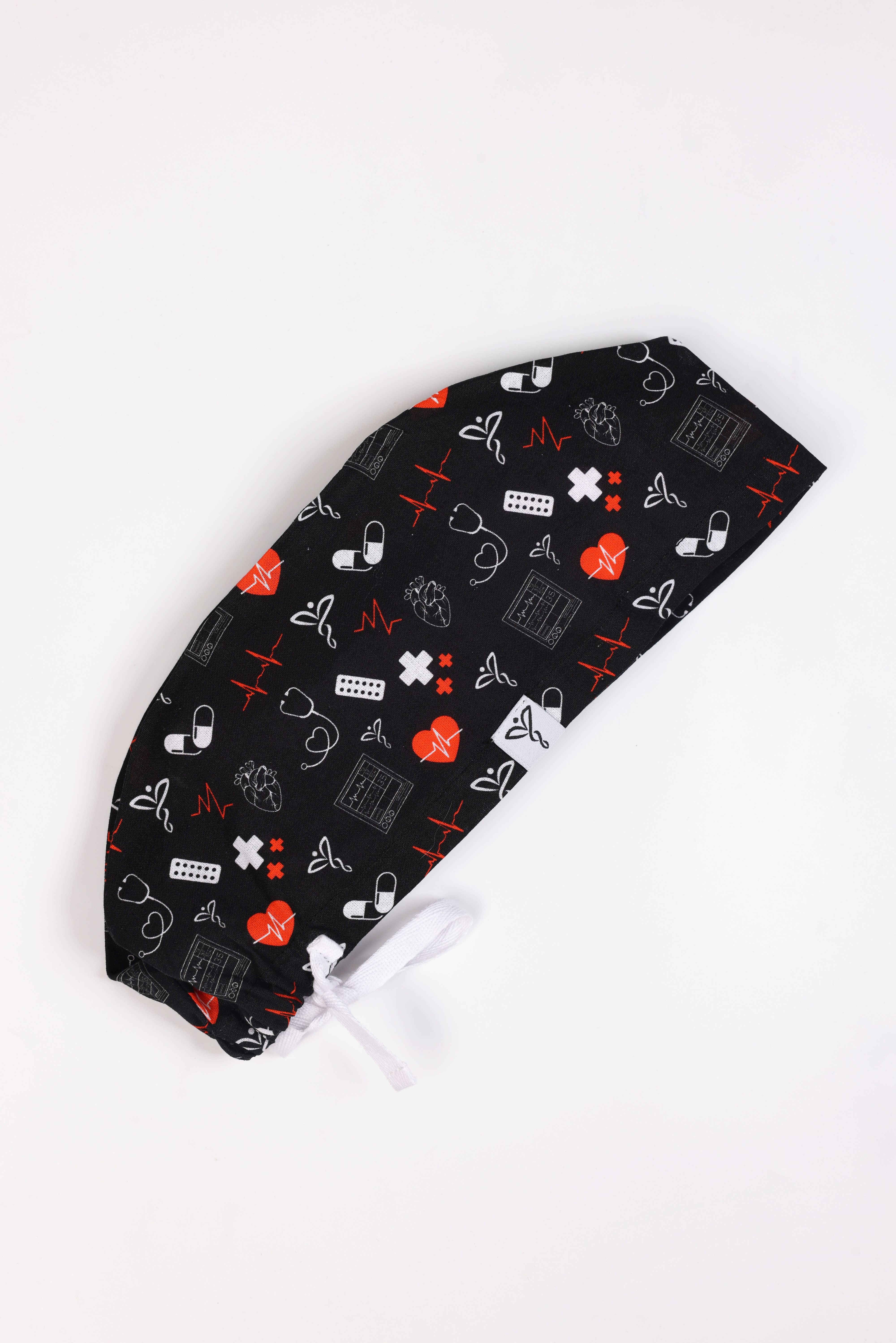Calot Médical Unisexe –  Motif Heartbeat Noir