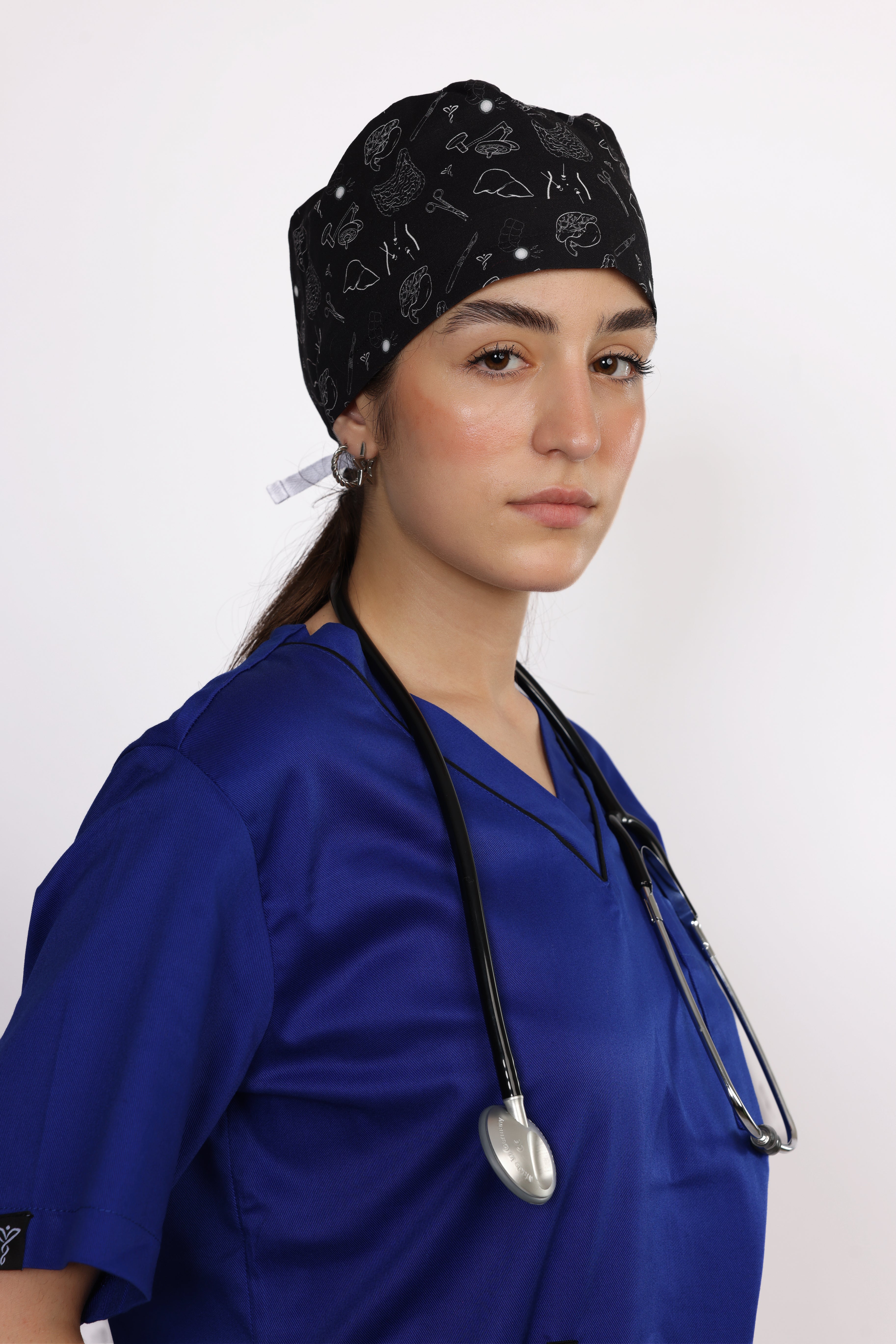 Pyjama de Bloc Col V Stretch Femme - Bleu Roi