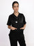 Pyjama de Bloc Col V Stretch Femme - Noir