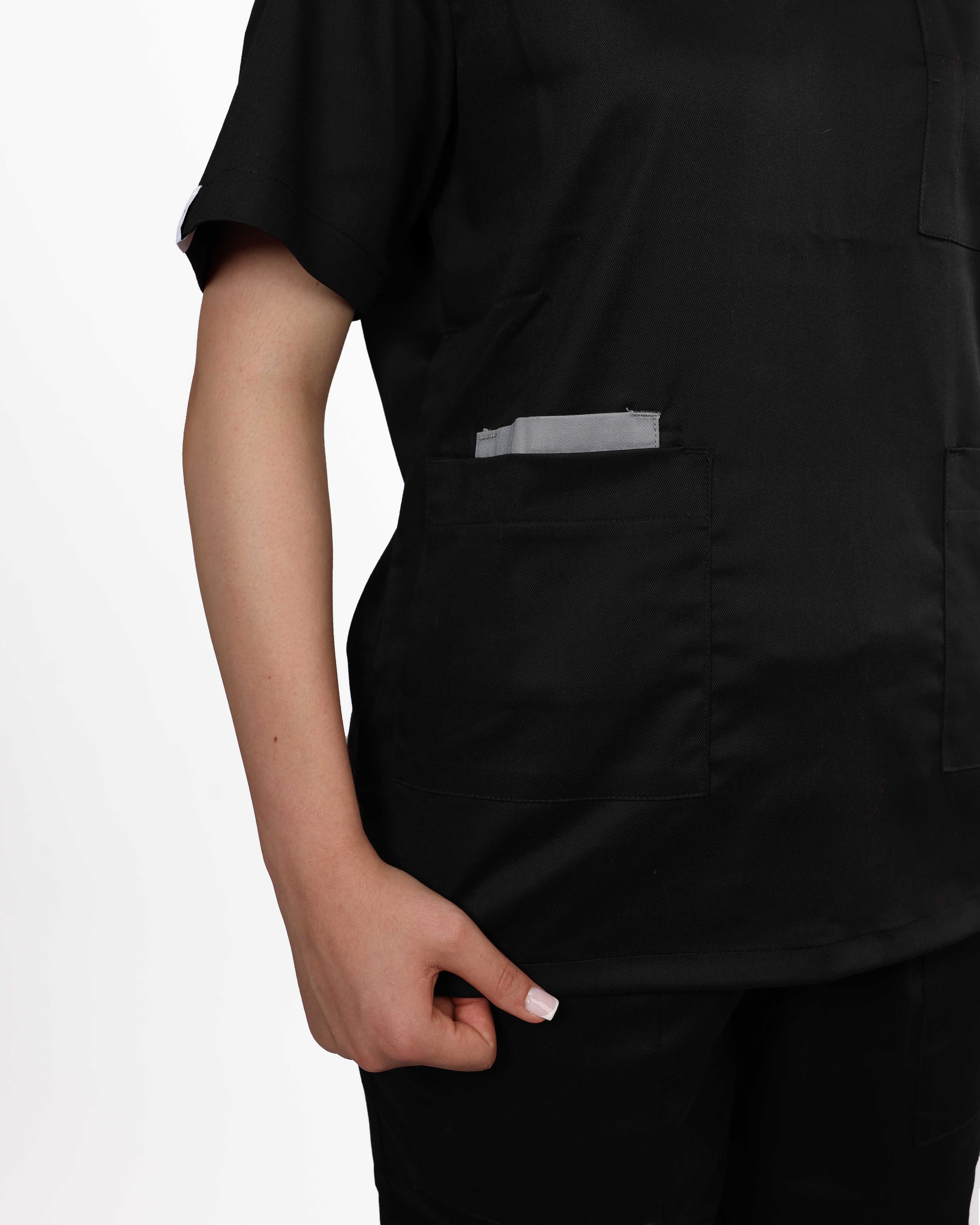 Pyjama de Bloc Col V Stretch Femme - Noir