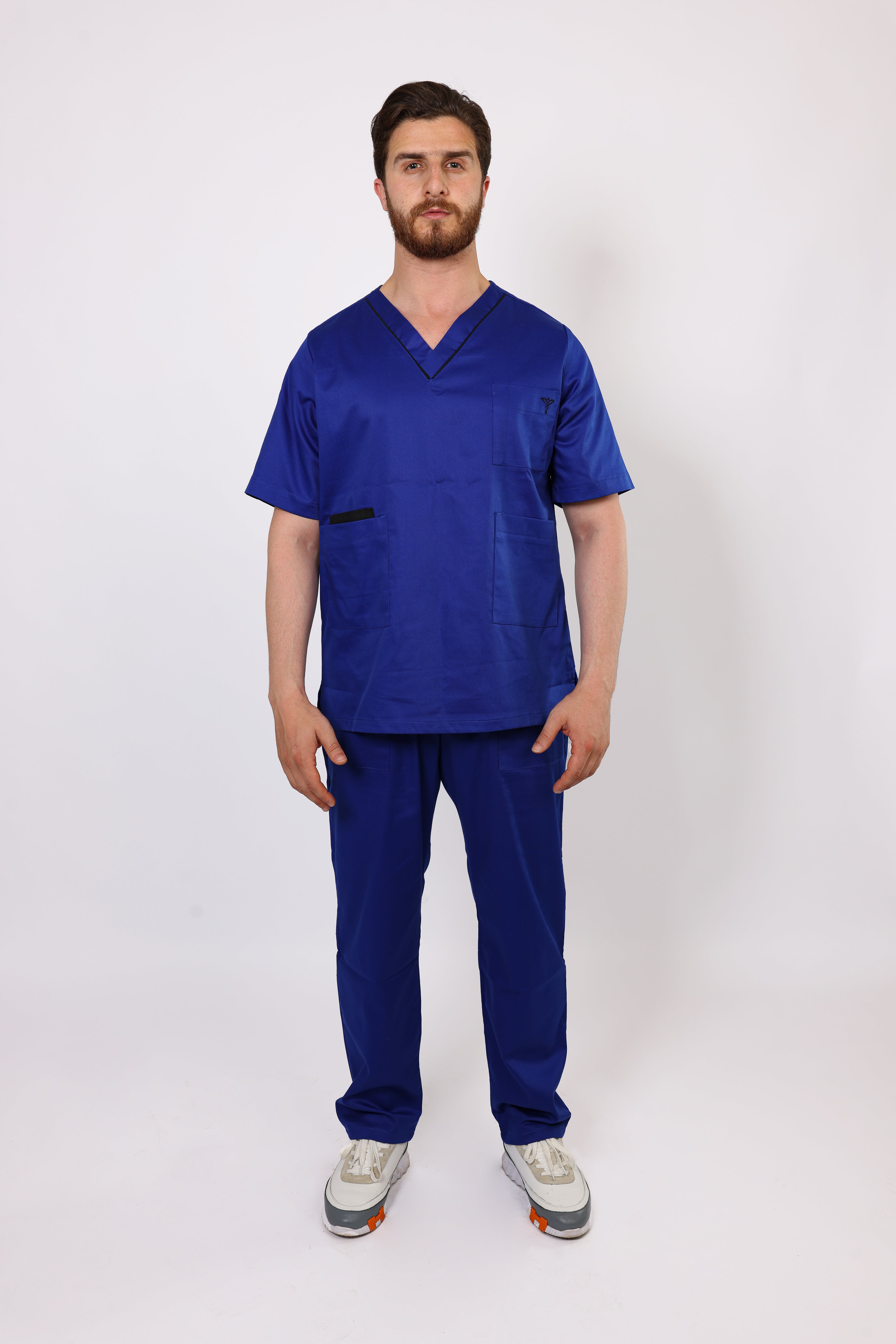 Pyjama de Bloc Col V Stretch Homme - Bleu Roi