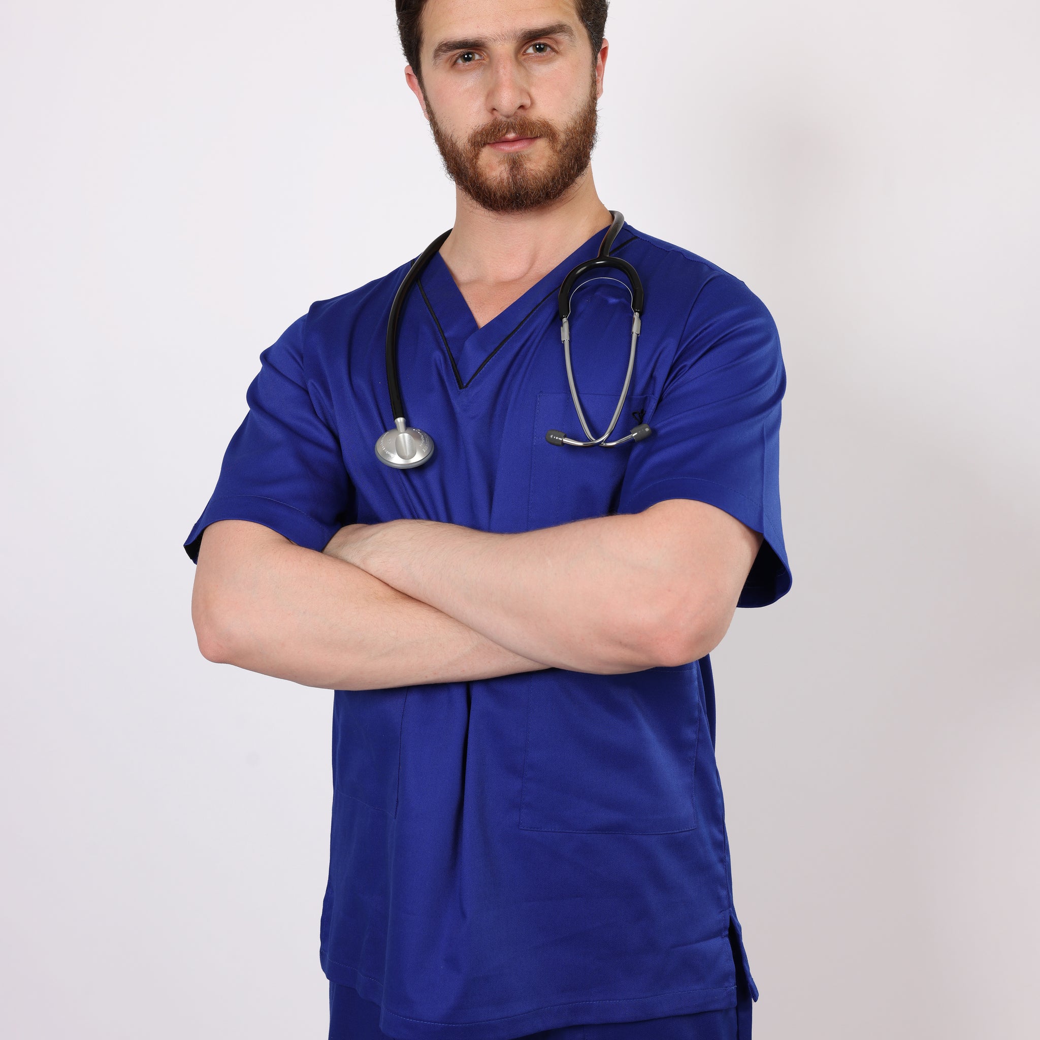 Pyjama de Bloc Col V Stretch Homme - Bleu Roi