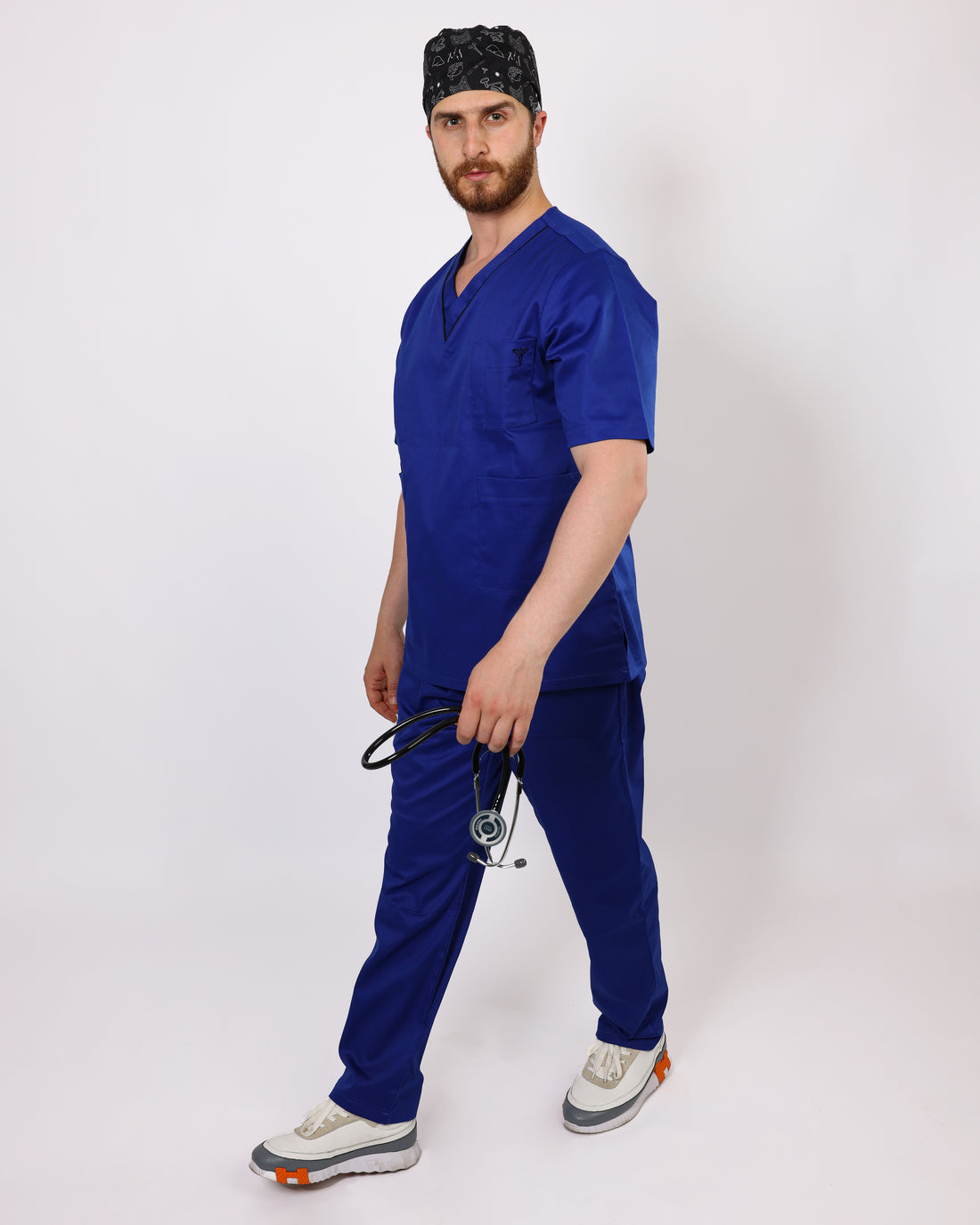 Pyjama de Bloc Col V Stretch Homme - Bleu Roi