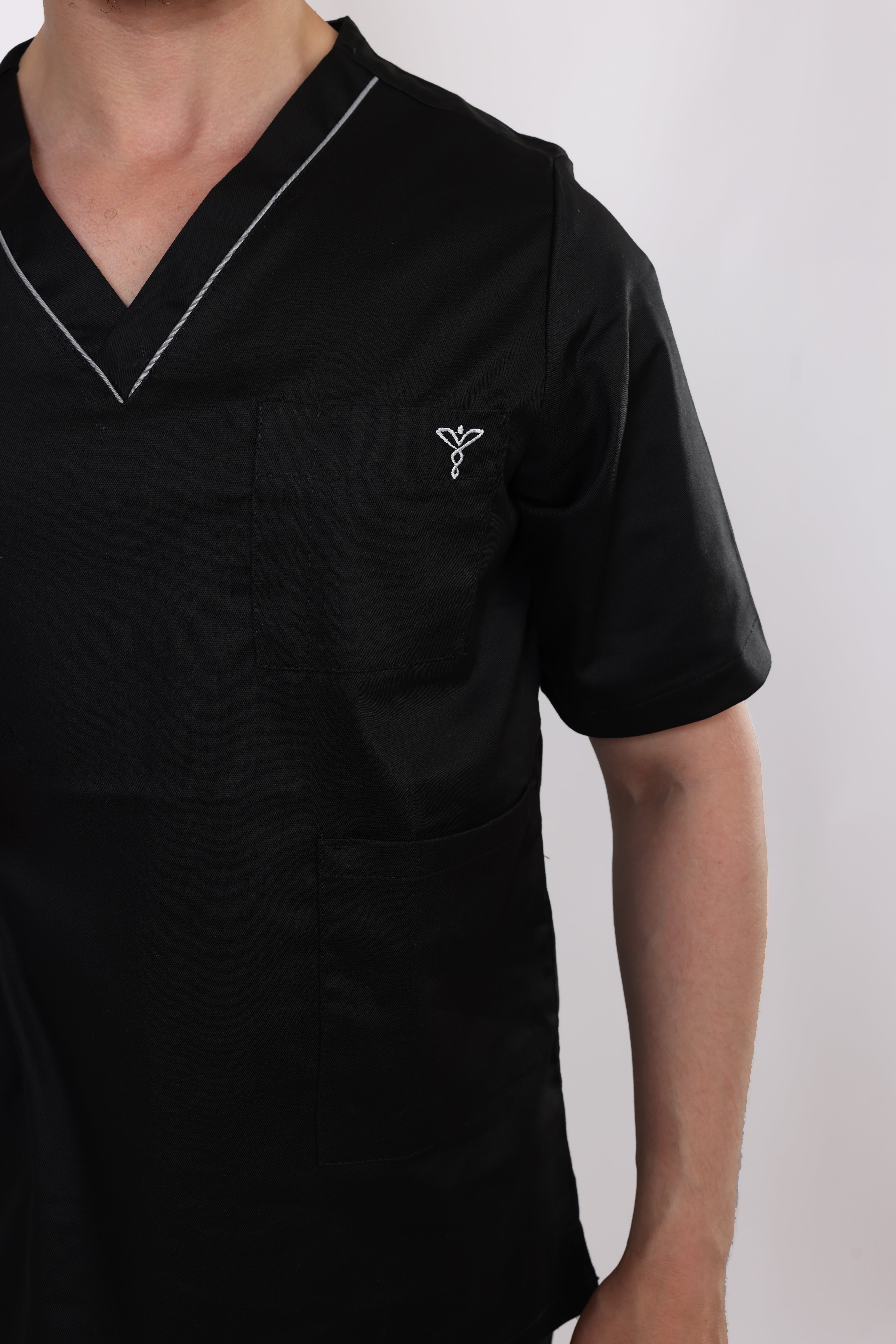 Pyjama de Bloc Col V Stretch Homme - Noir