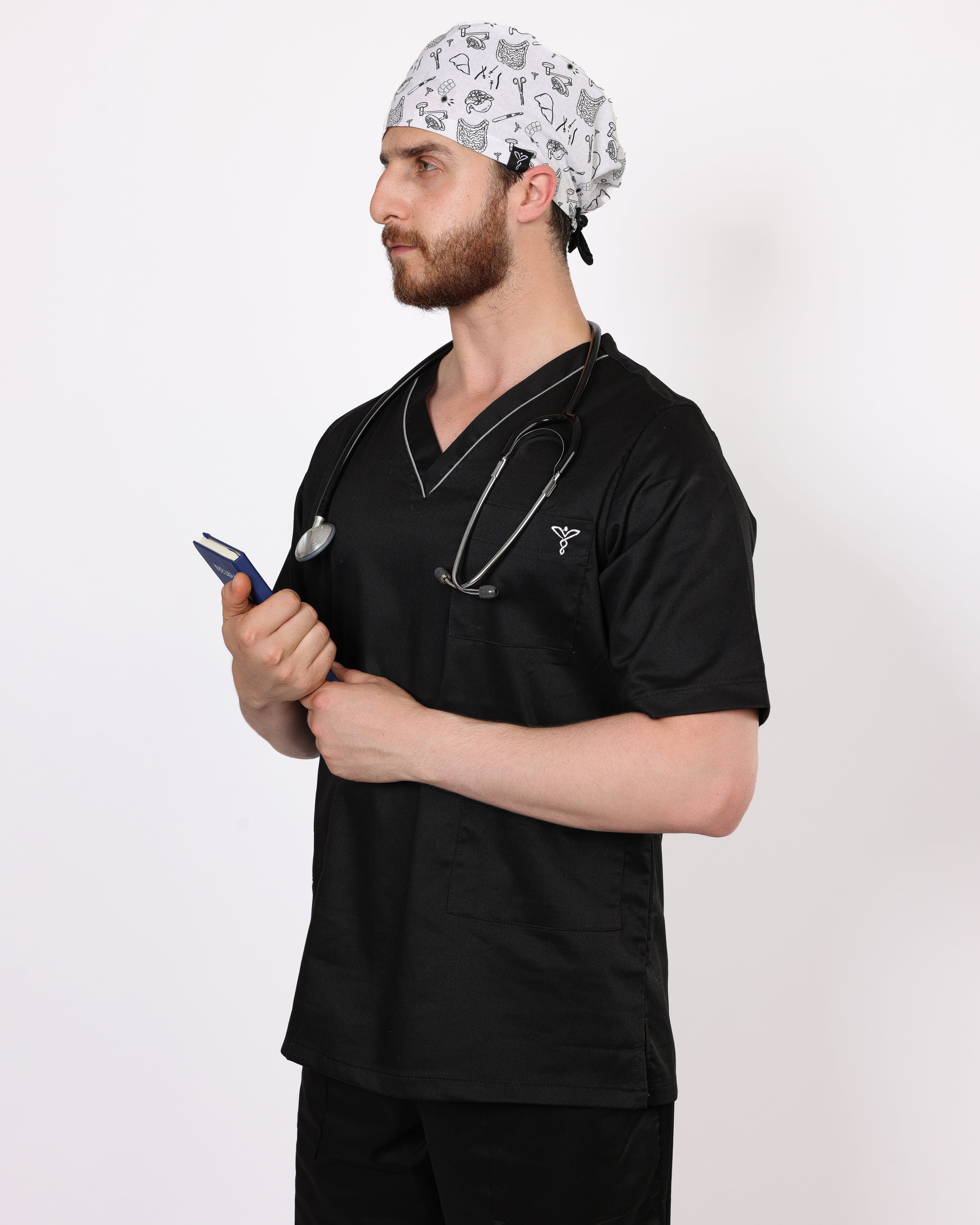 Pyjama de Bloc Col V Stretch Homme - Noir