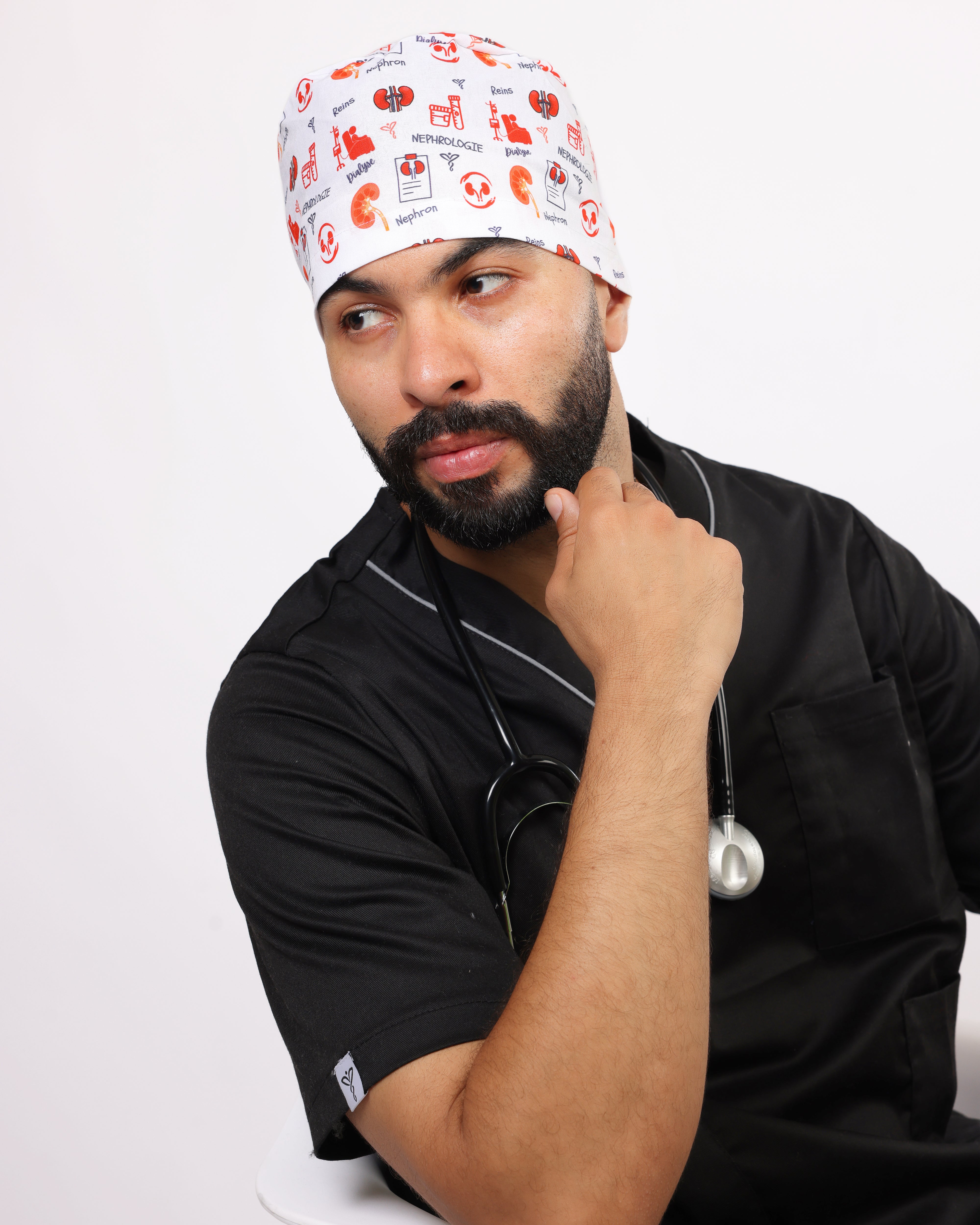 Calot Médical Unisexe –  Motif NéphroCare Blanc