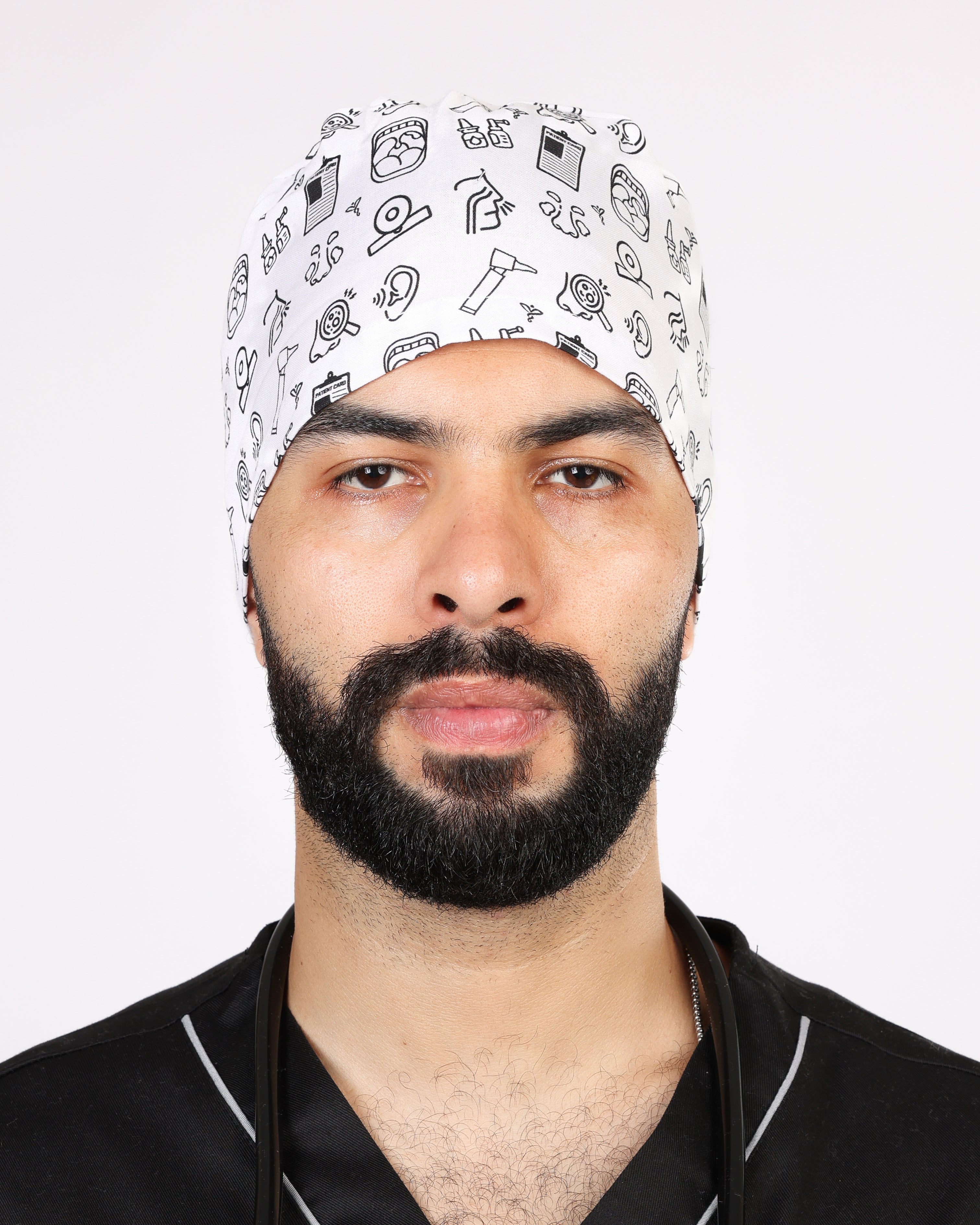 Calot Médical Unisexe –  Motif ORL Blanc