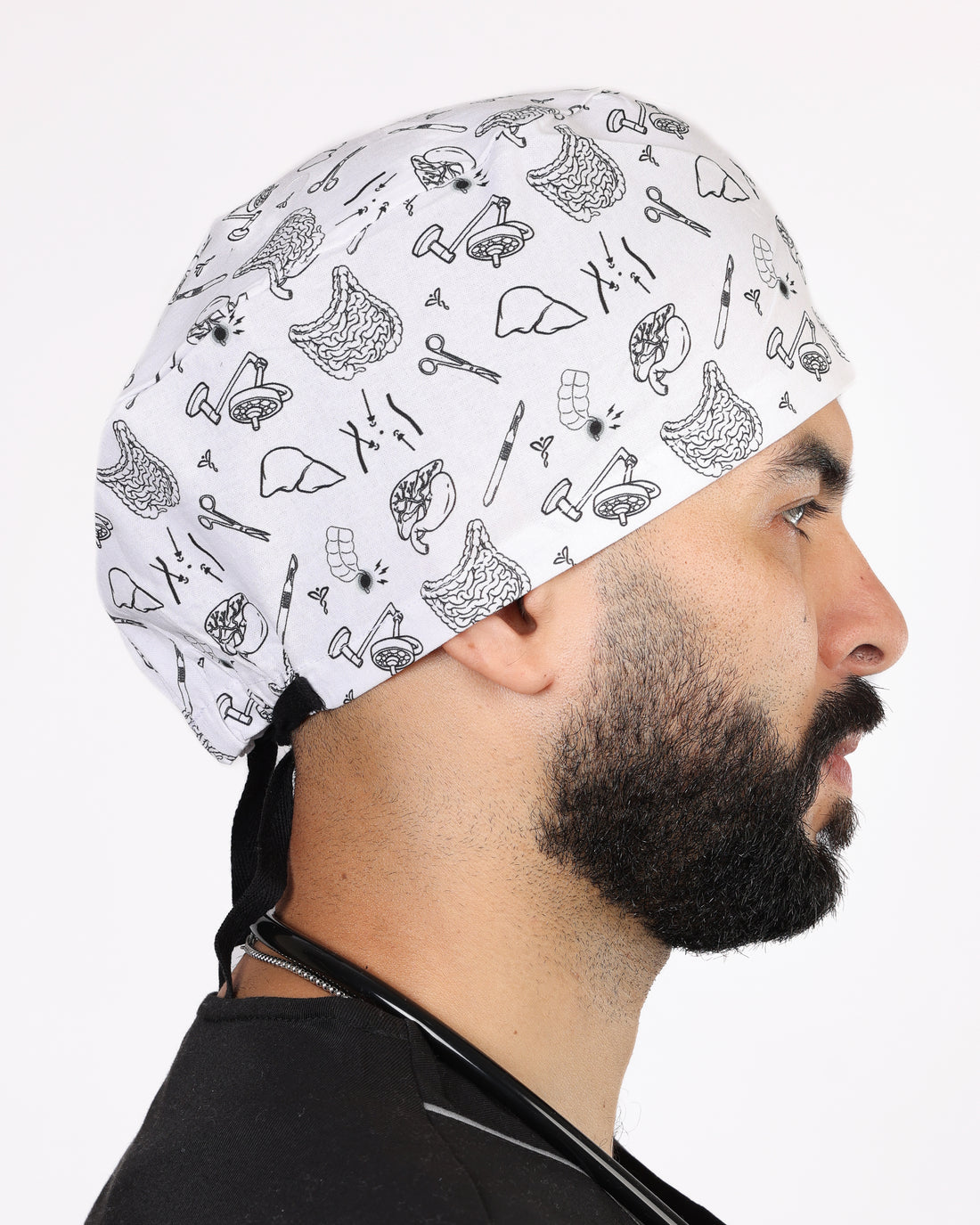 Calot Médical Unisexe – Motif Viscéral Blanc