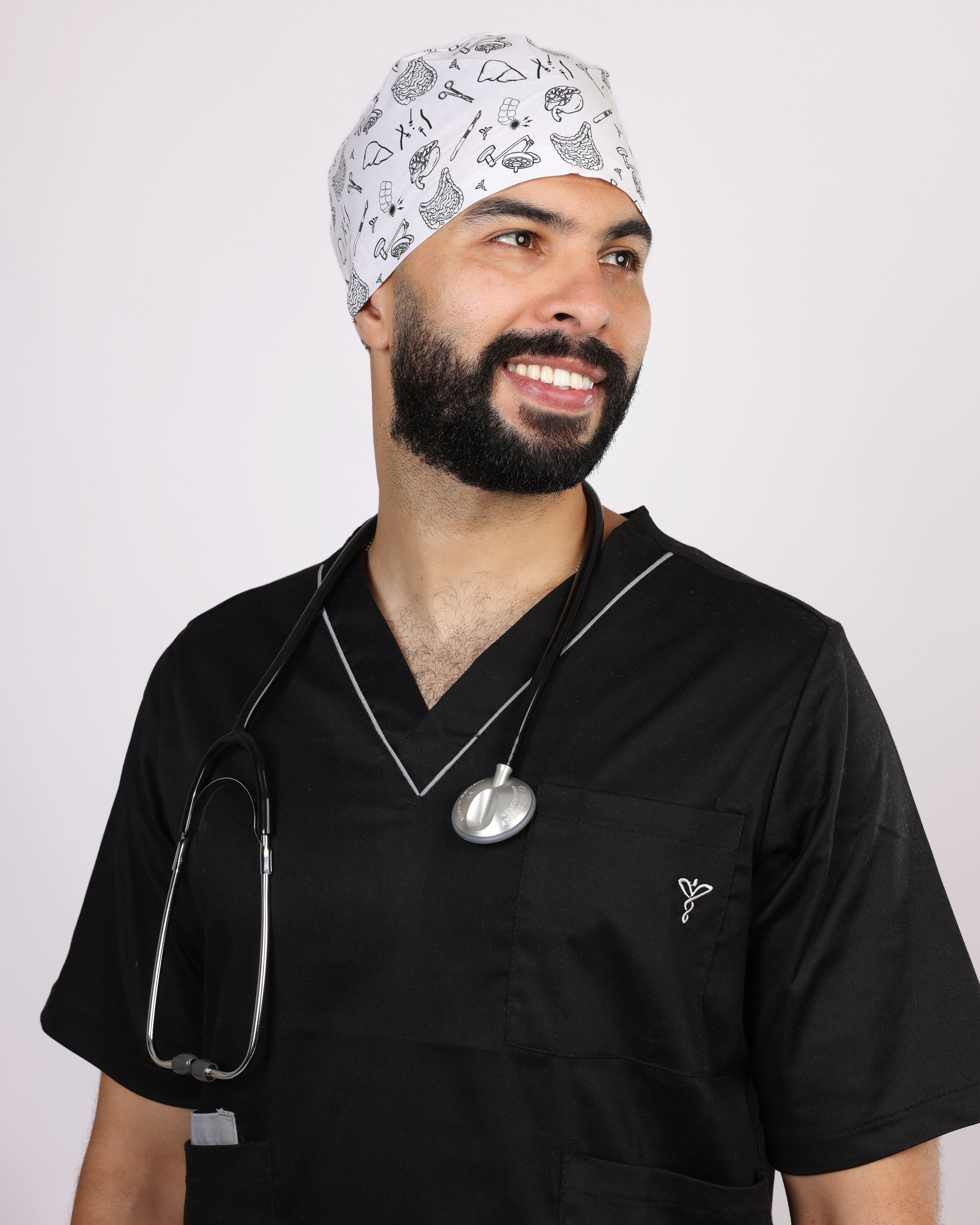 Calot Médical Unisexe – Motif Viscéral Blanc
