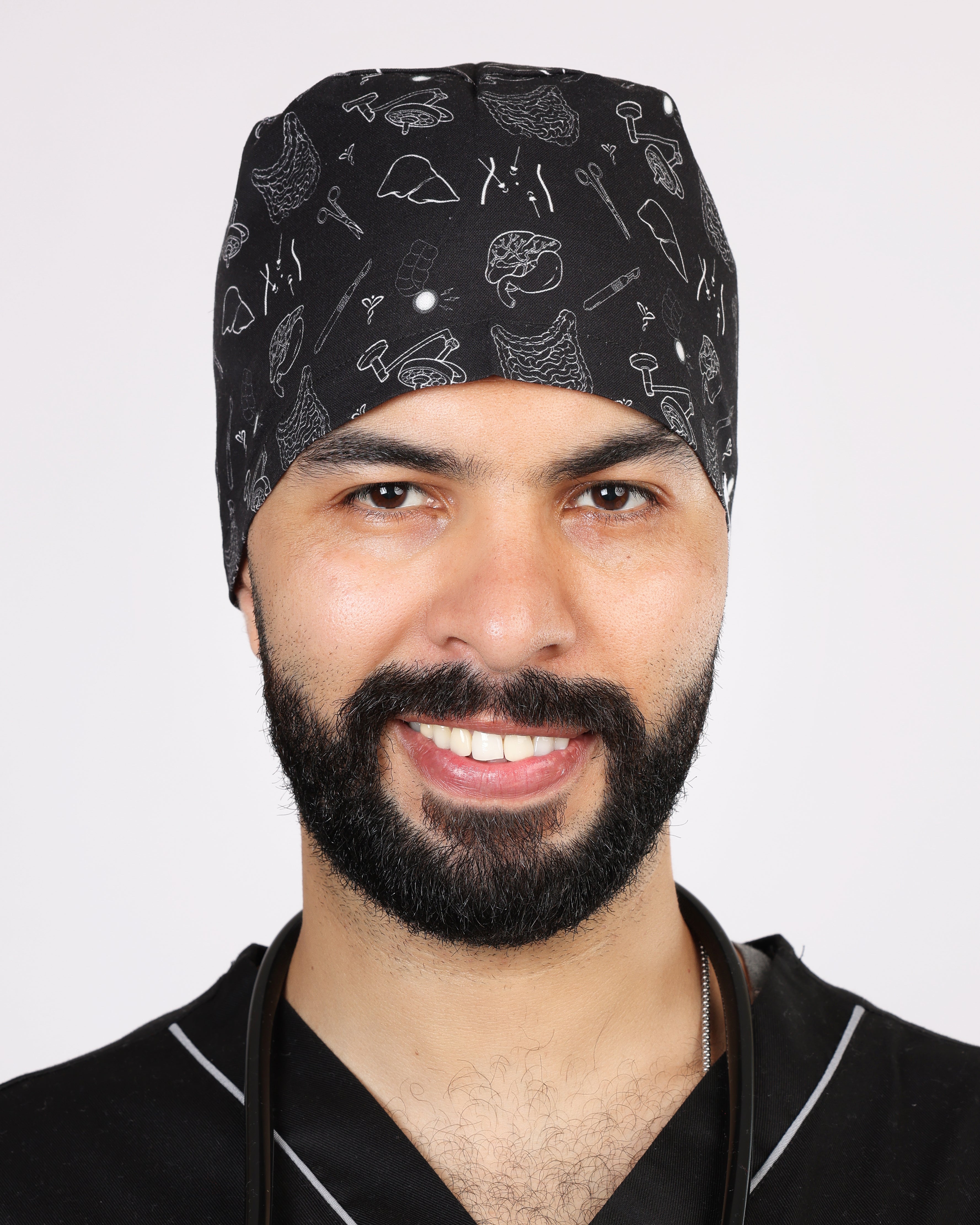 Calot Médical Unisexe – Motif Viscéral Noir