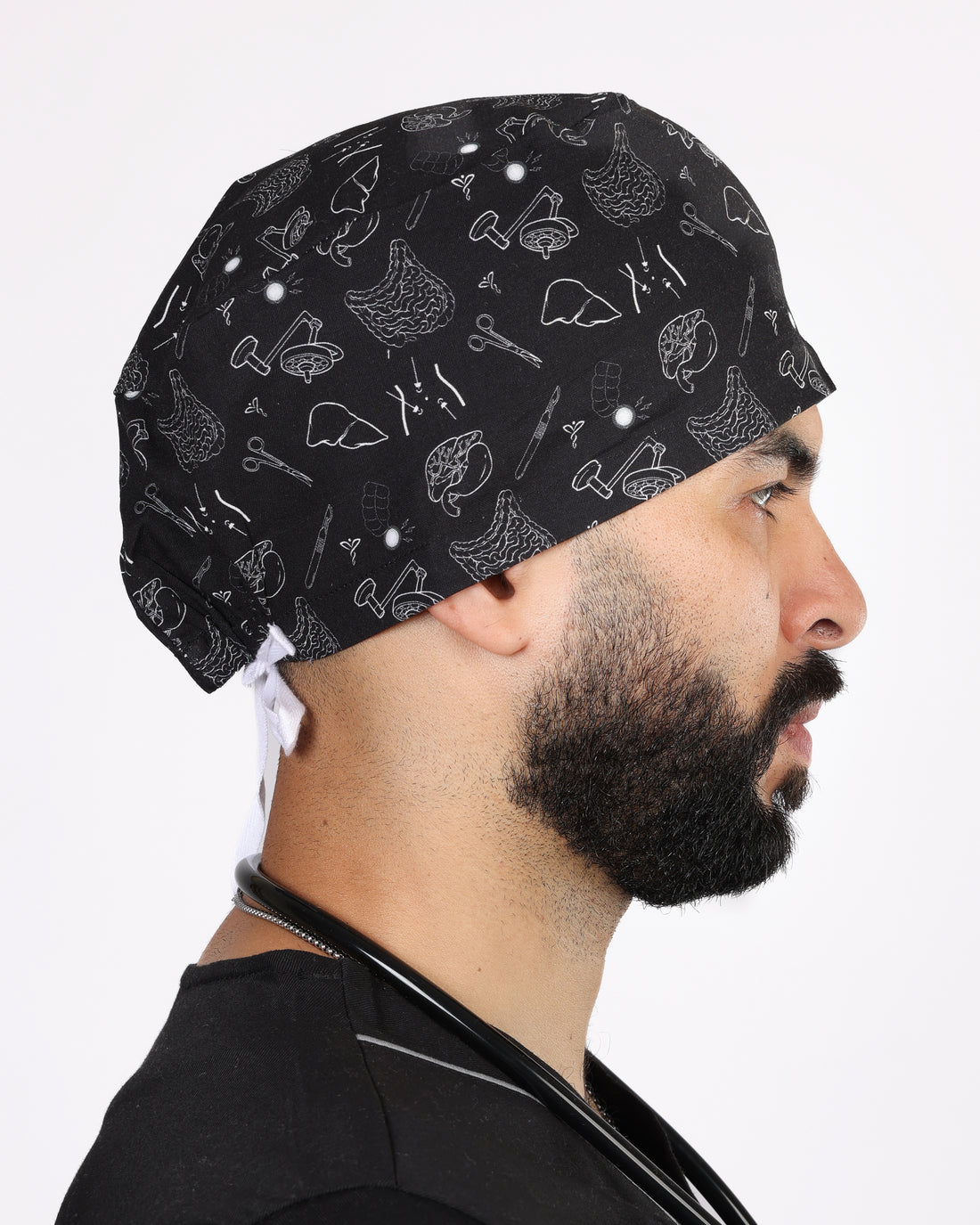 Calot Médical Unisexe – Motif Viscéral Noir