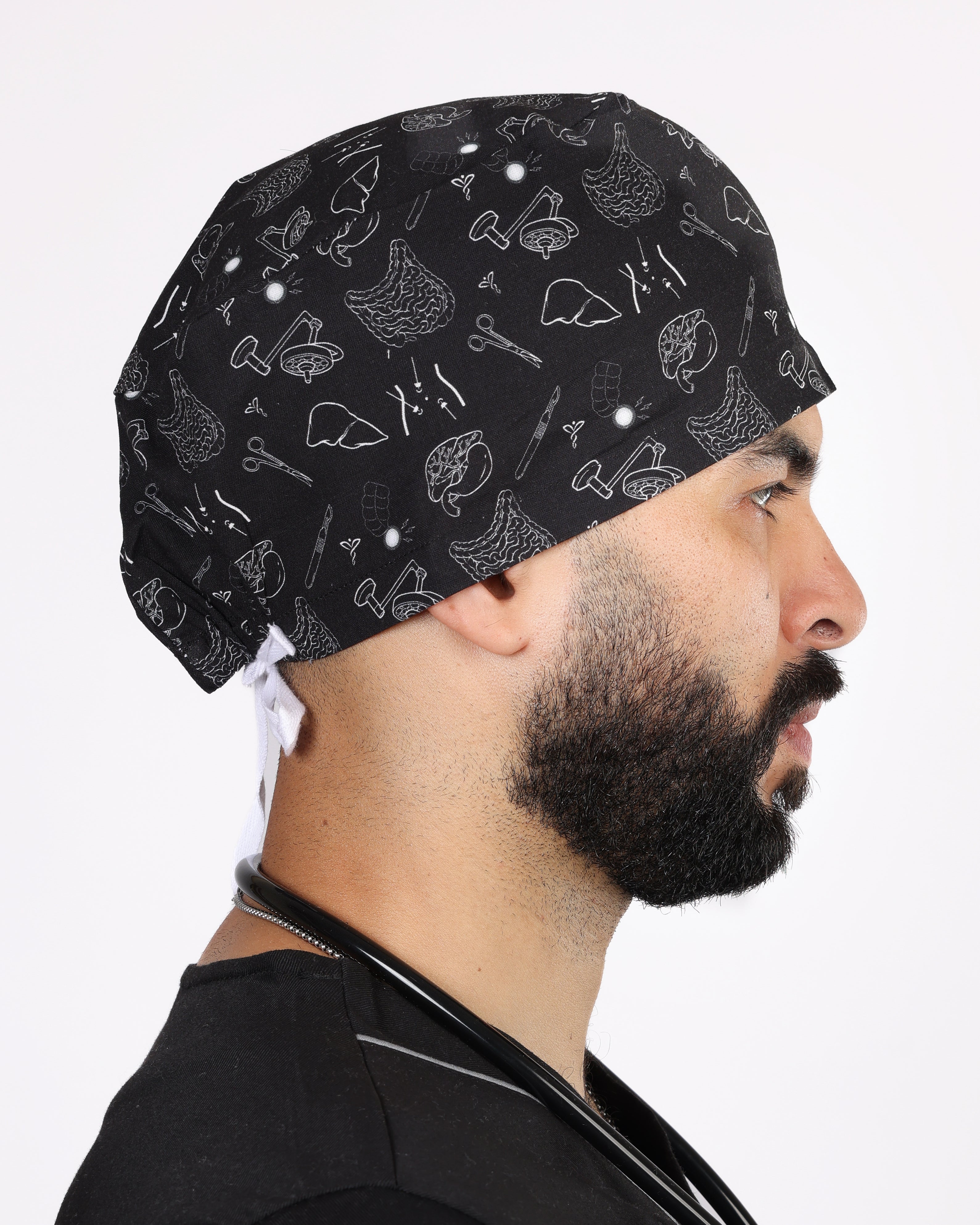 Calot Médical Unisexe – Motif Viscéral Noir
