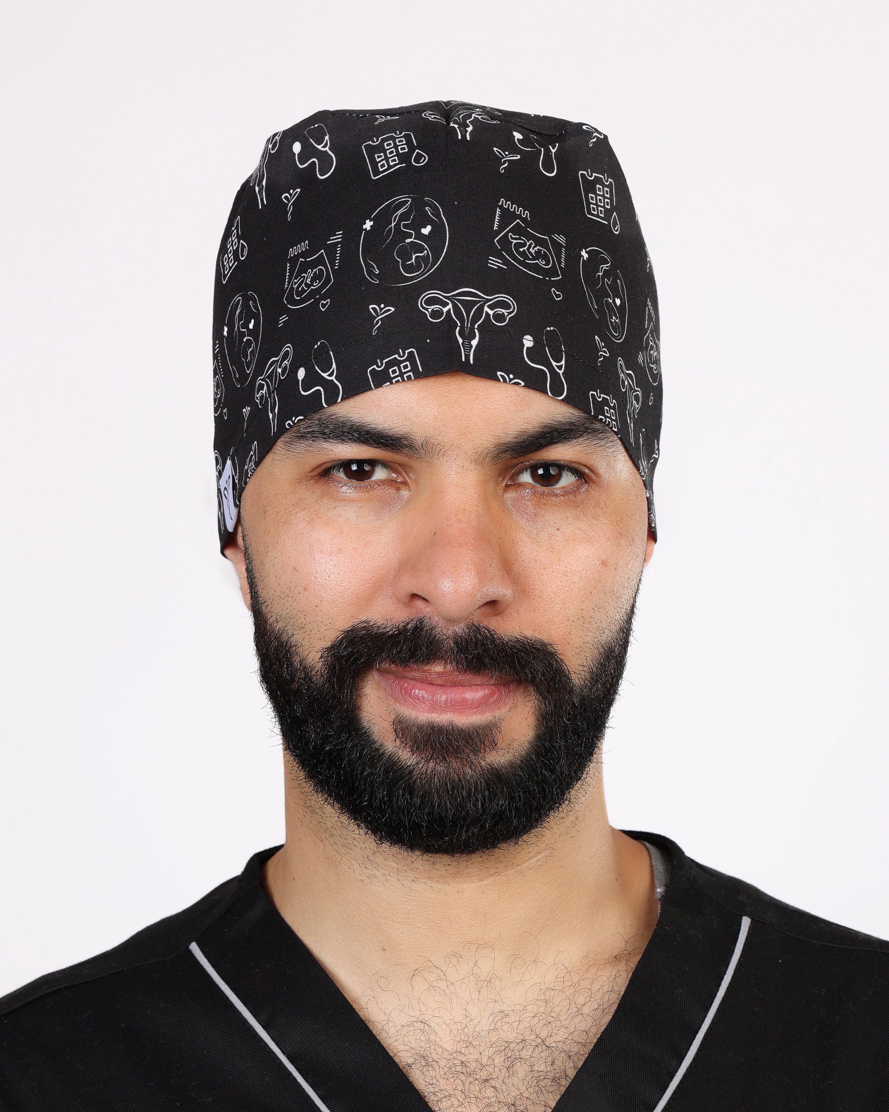 Calot Médical Unisexe – Motif Gynéco Noir