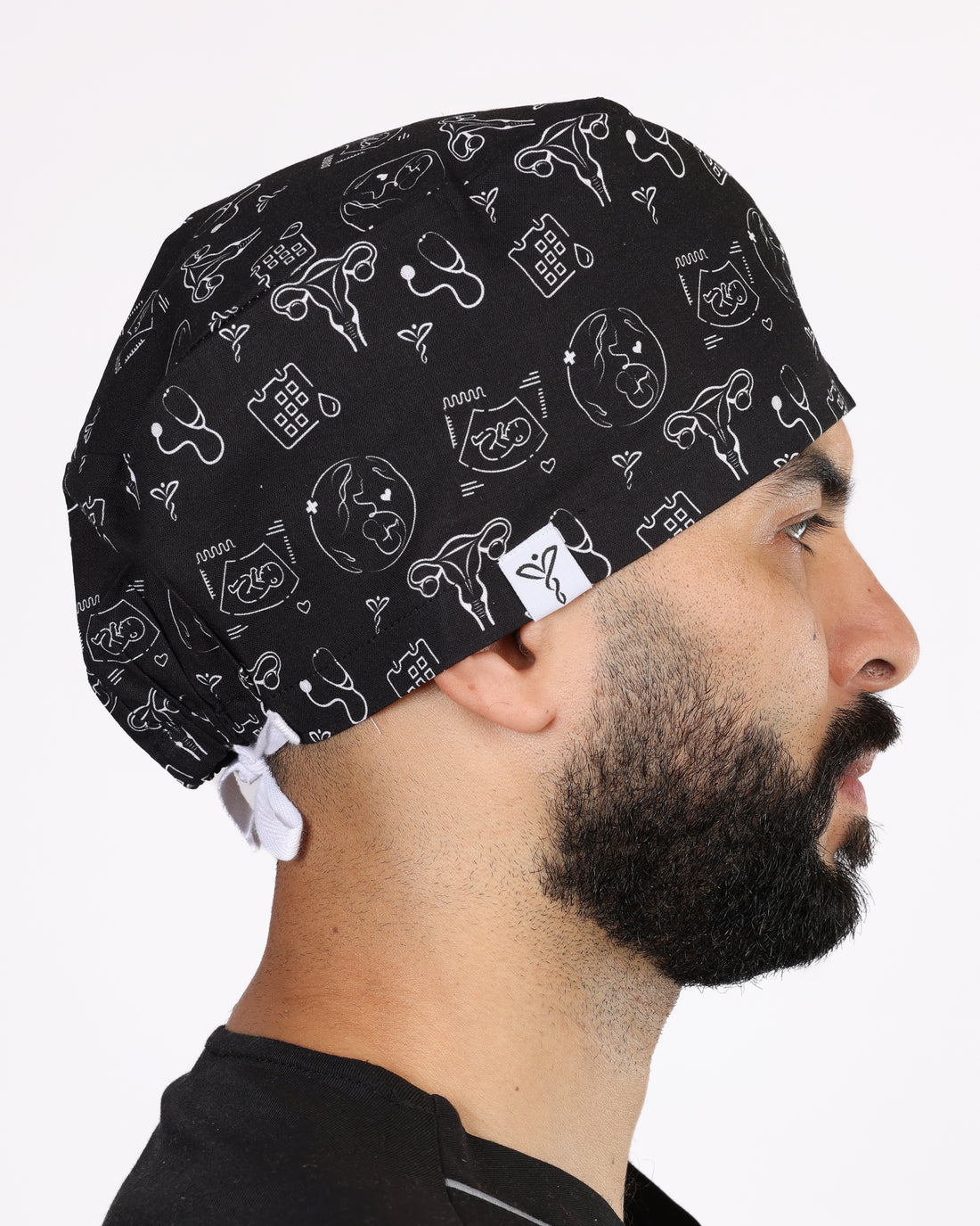 Calot Médical Unisexe – Motif Gynéco Noir