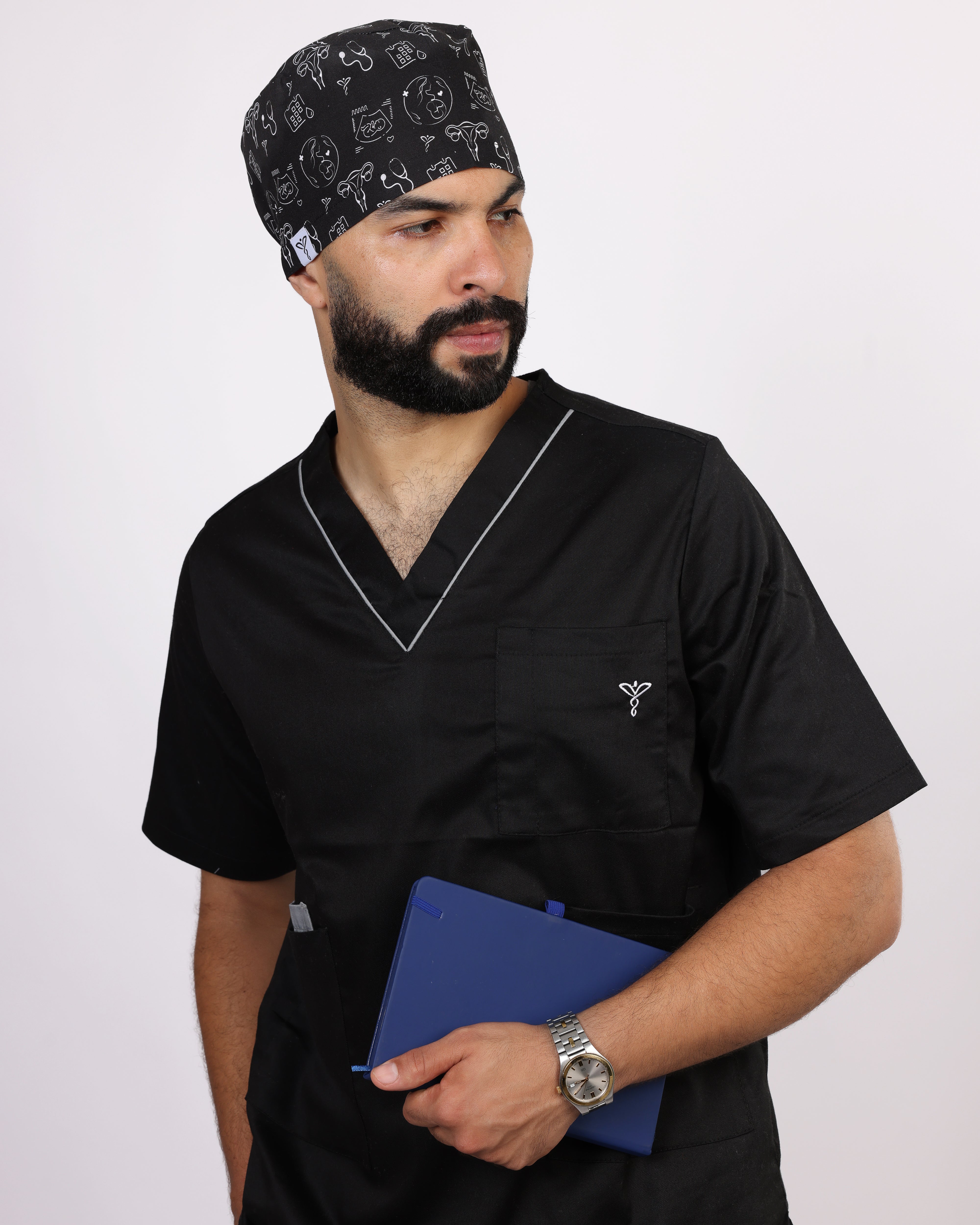 Calot Médical Unisexe – Motif Gynéco Noir