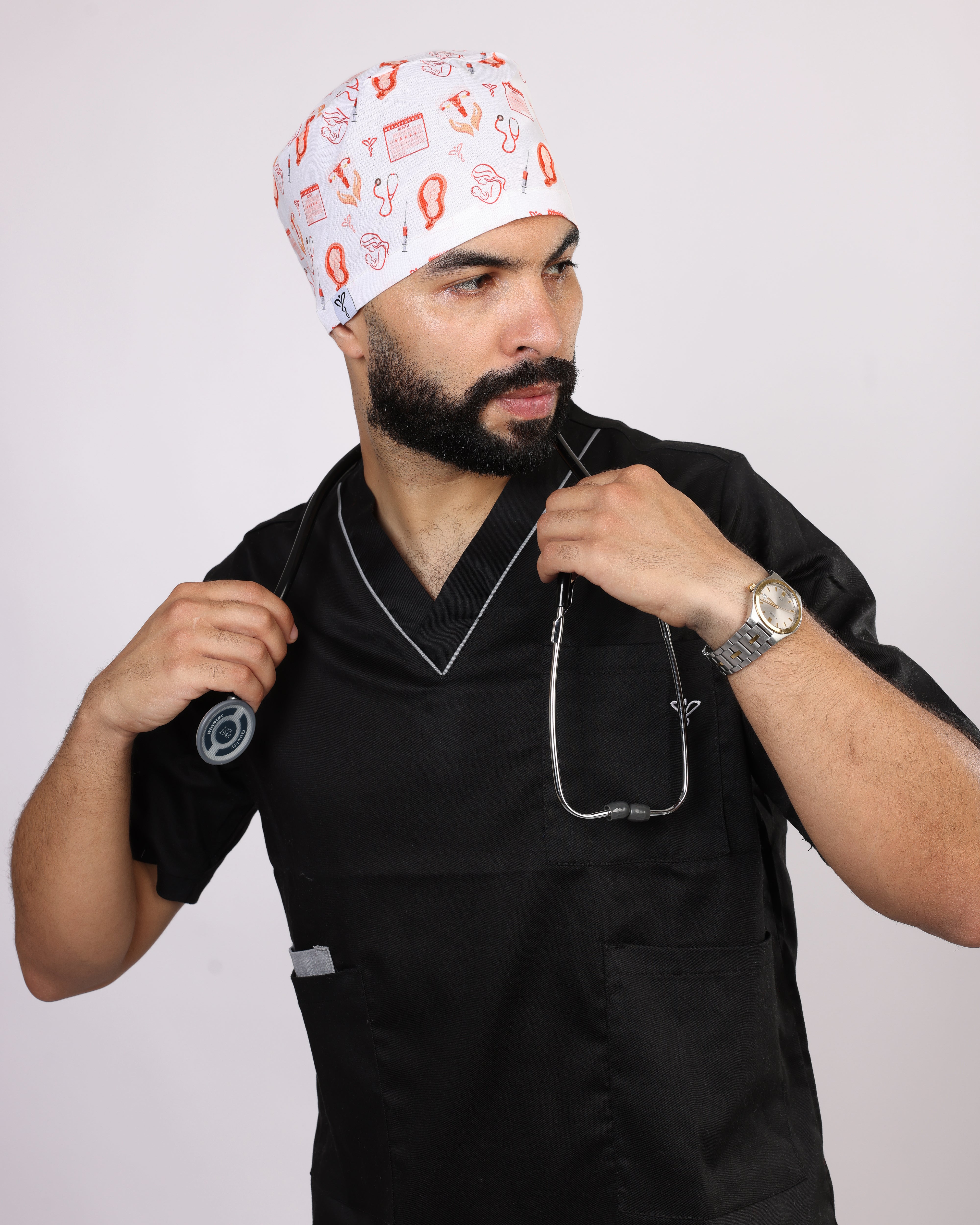 Calot Médical Unisexe – Motif Gynéco Blanc