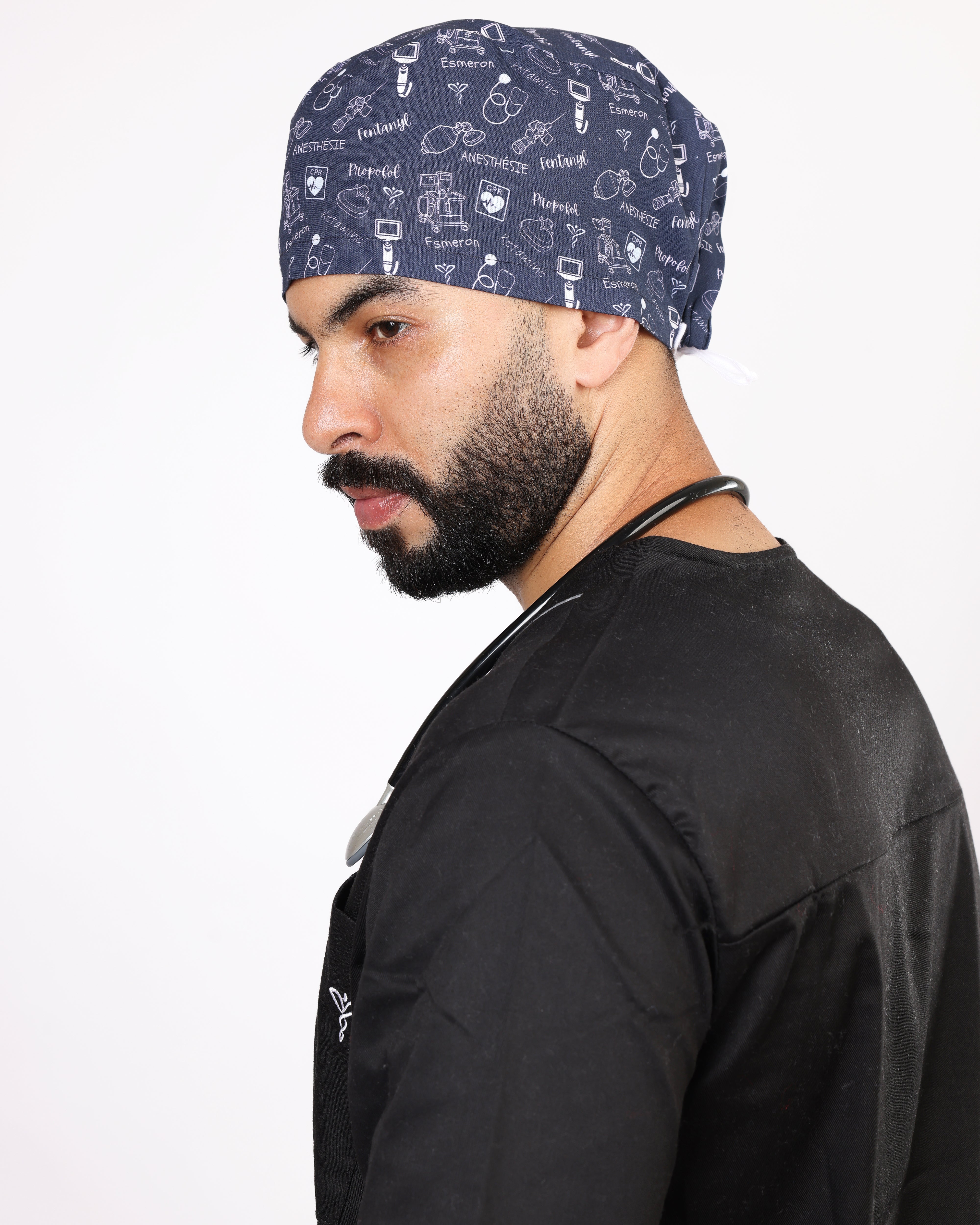 Calot Médical Unisexe – Motif Anesthésie Bleu Indigo