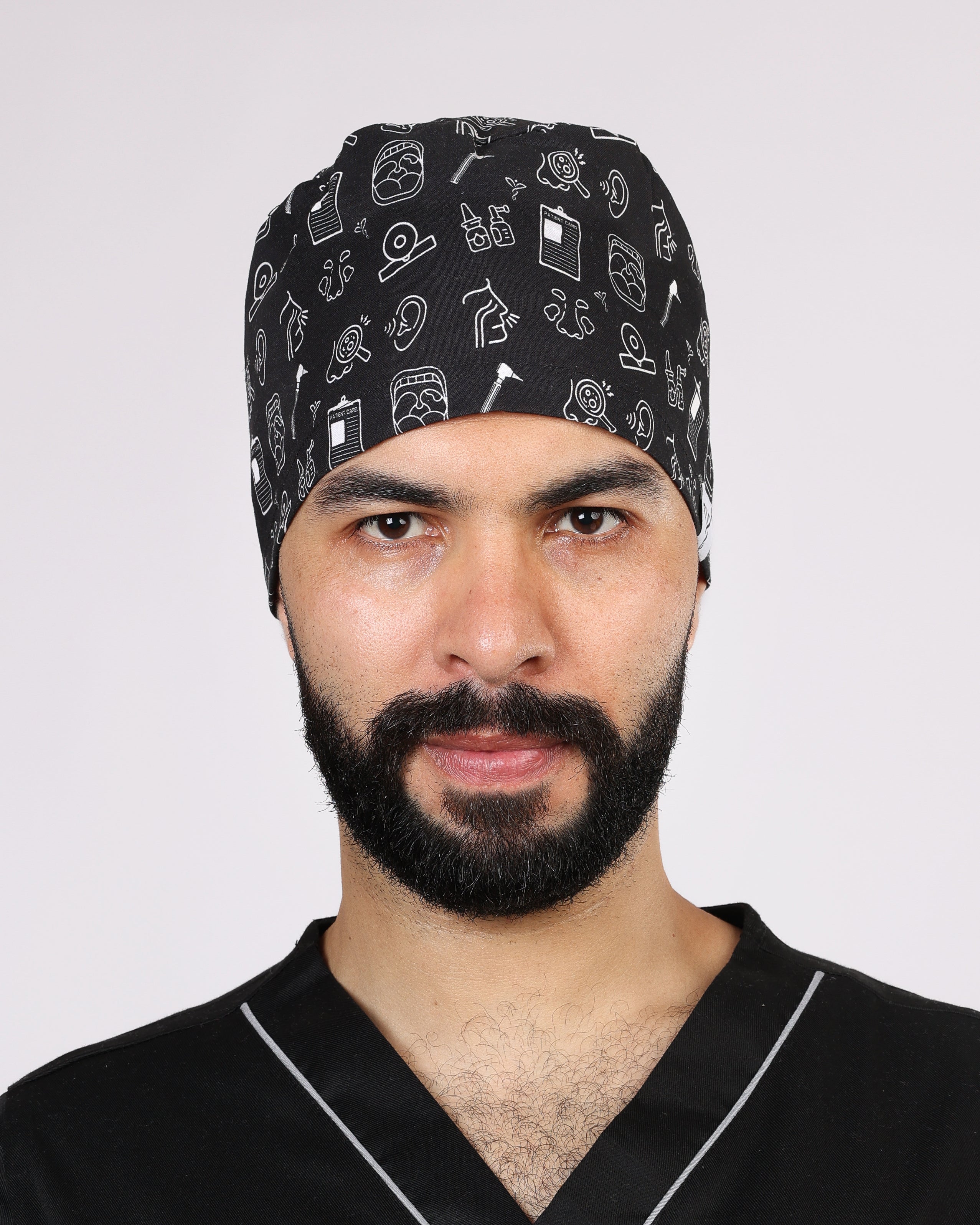 Calot Médical Unisexe –  Motif ORL Noir