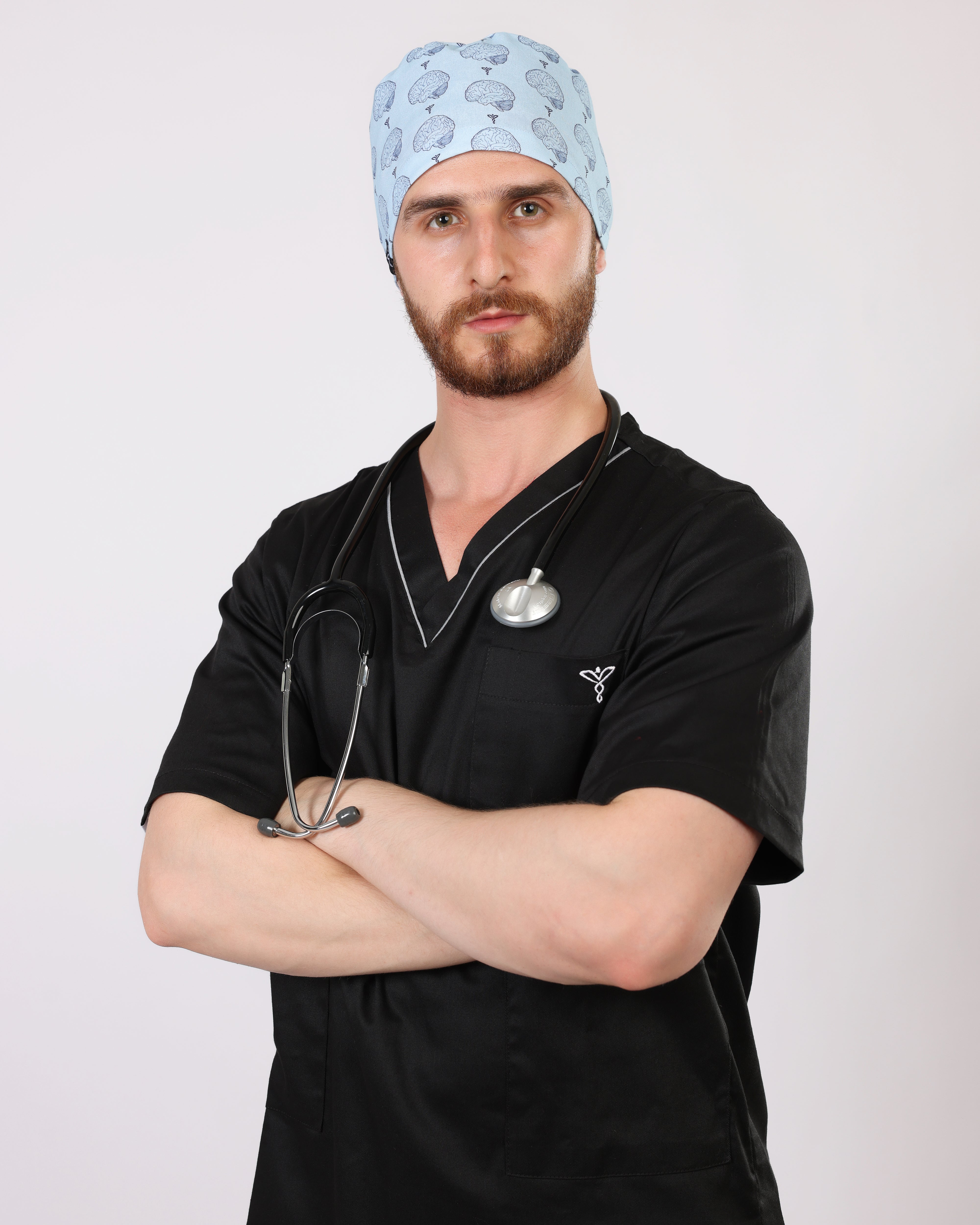 Calot Médical Unisexe –  Motif Brain Mood Bleu Ciel