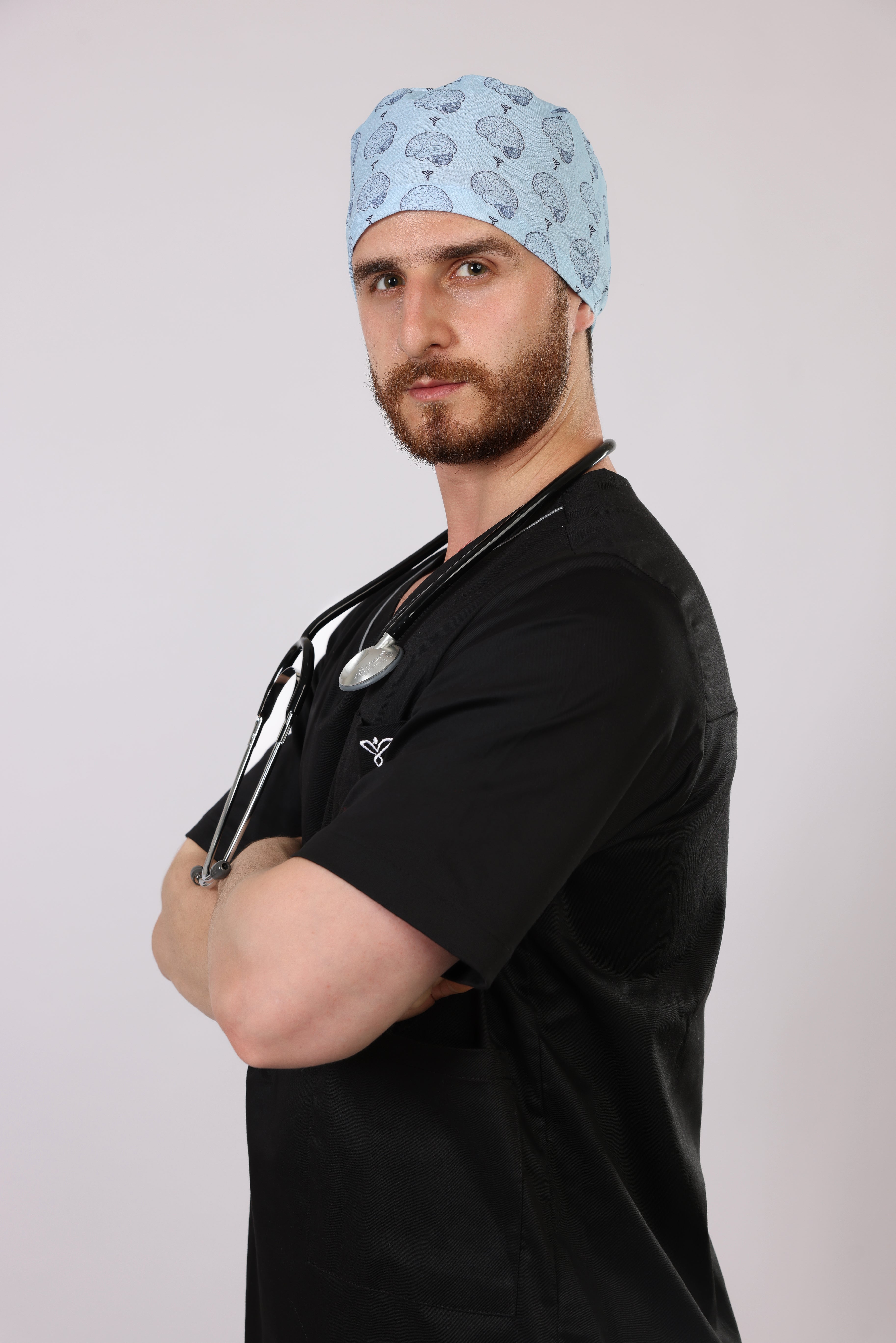 Calot Médical Unisexe –  Motif Brain Mood Bleu Ciel