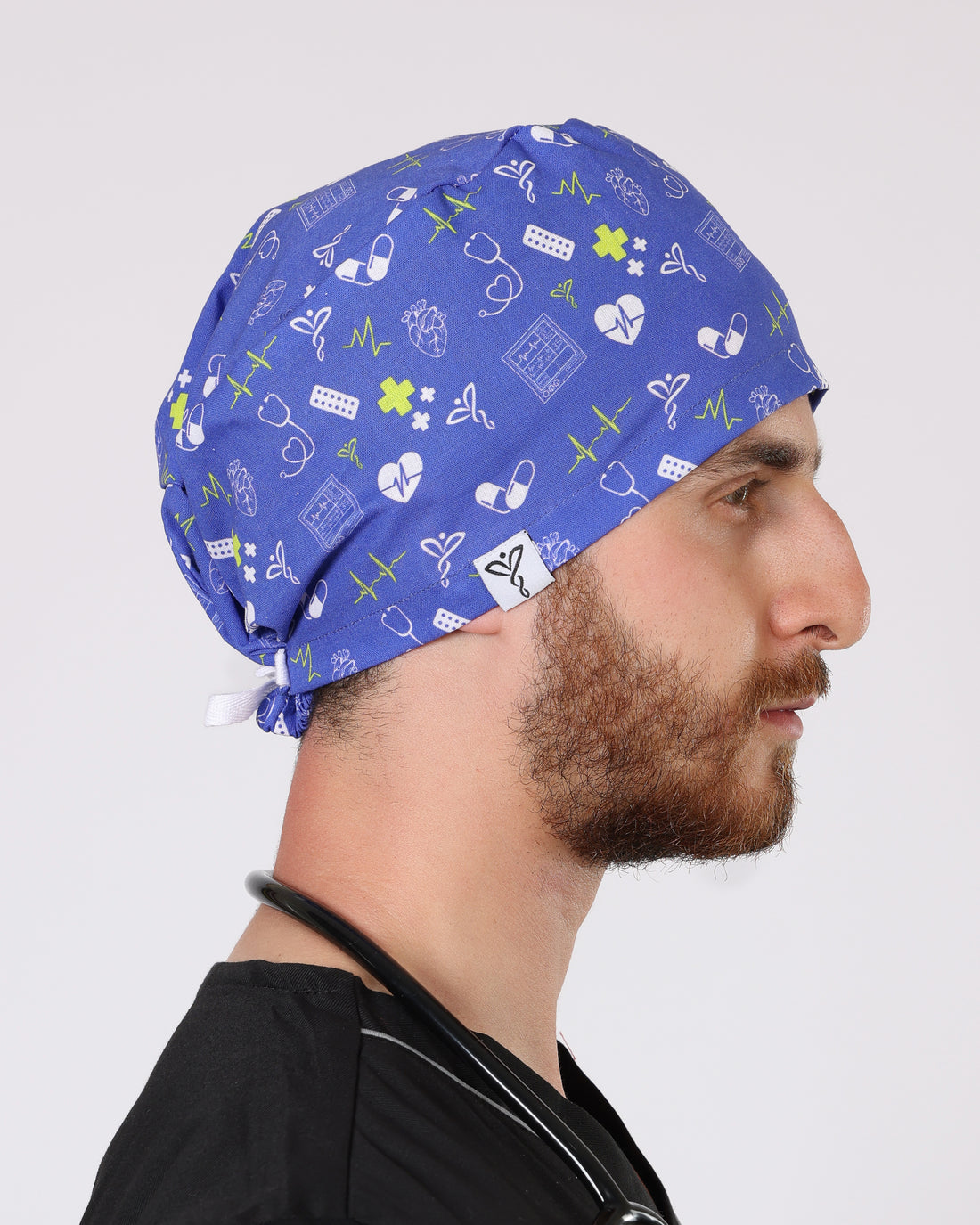 Calot Médical Unisexe –  Motif Heartbeat Bleu Roi