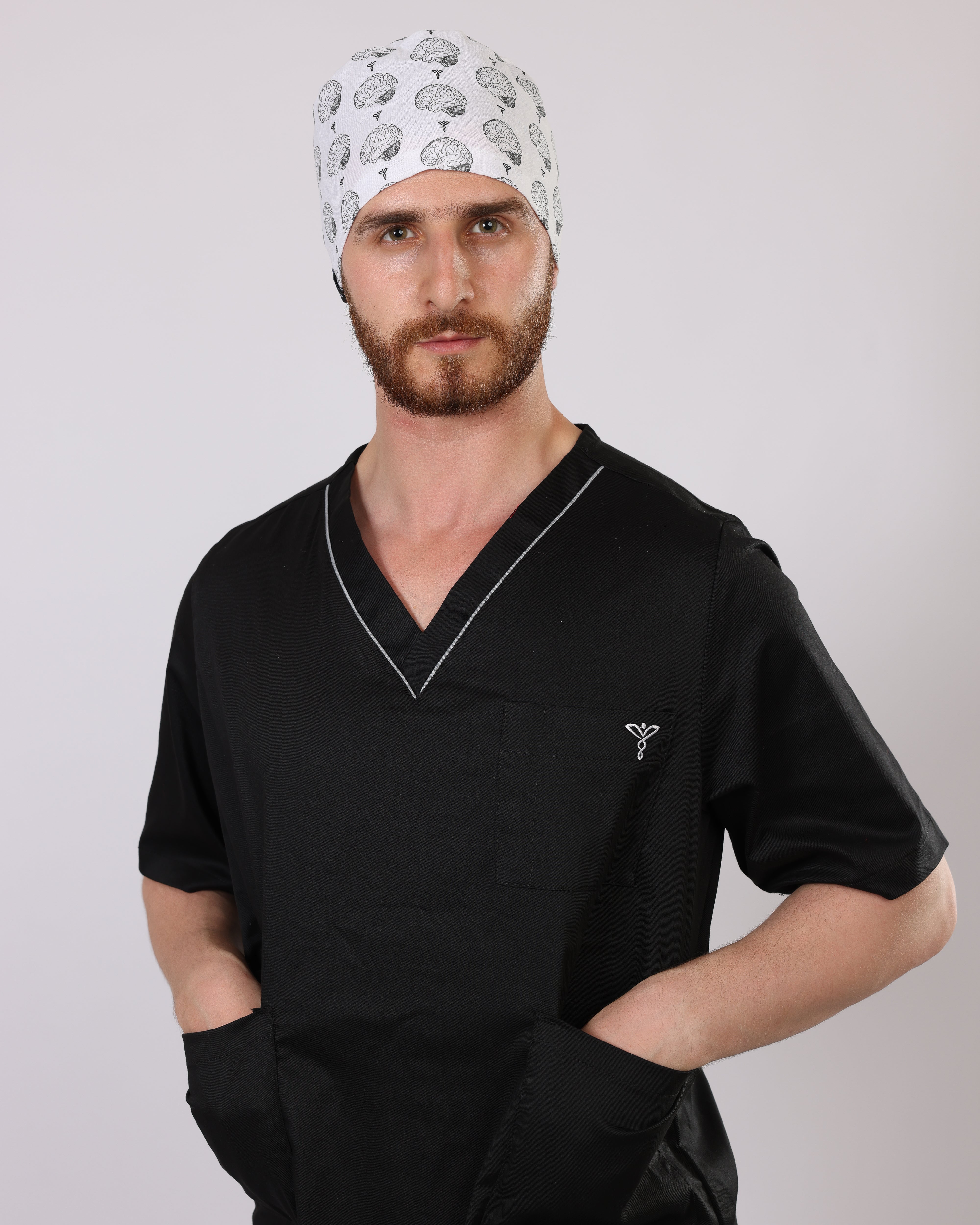 Calot Médical Unisexe –  Motif Brain Mood Blanc
