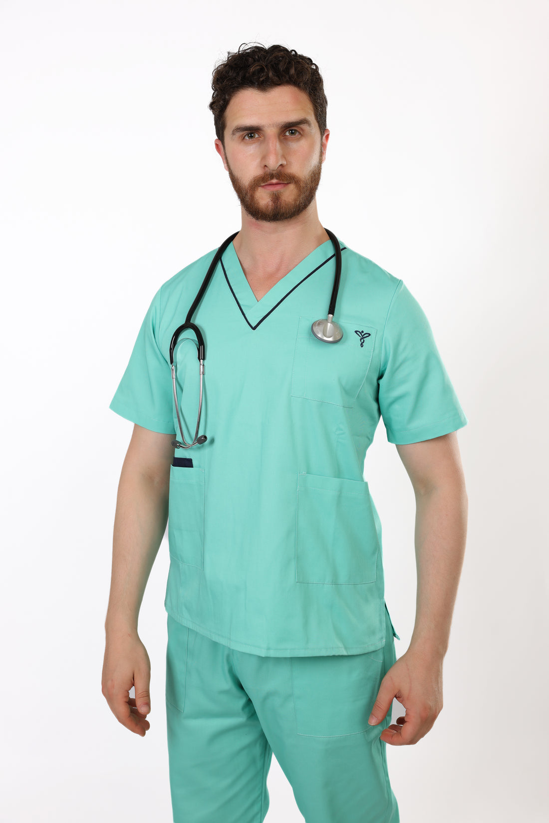 Pyjama de Bloc Col V Homme - Vert D'Eau