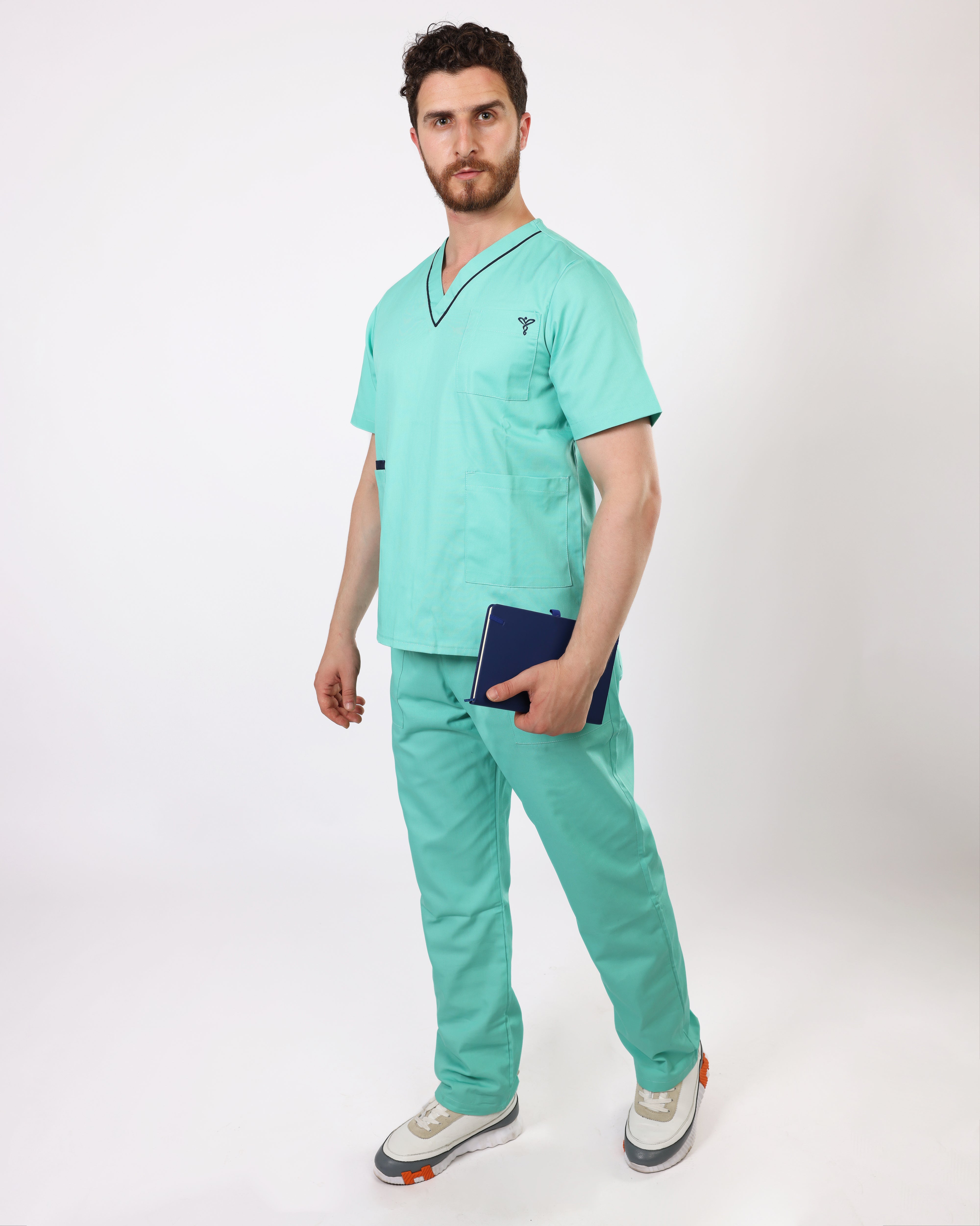 Pyjama de Bloc Col V Homme - Vert D'Eau