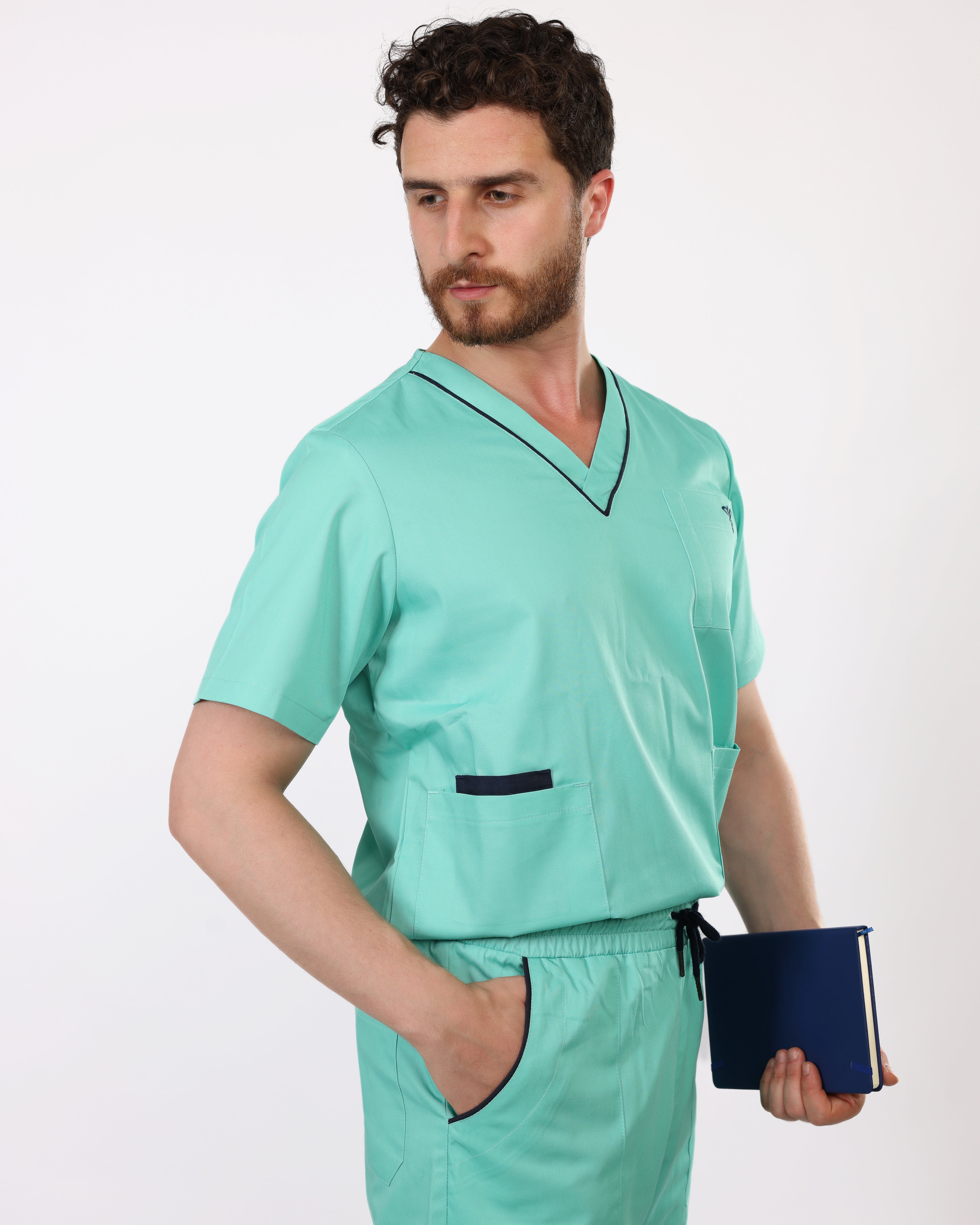 Pyjama de Bloc Col V Homme - Vert D'Eau