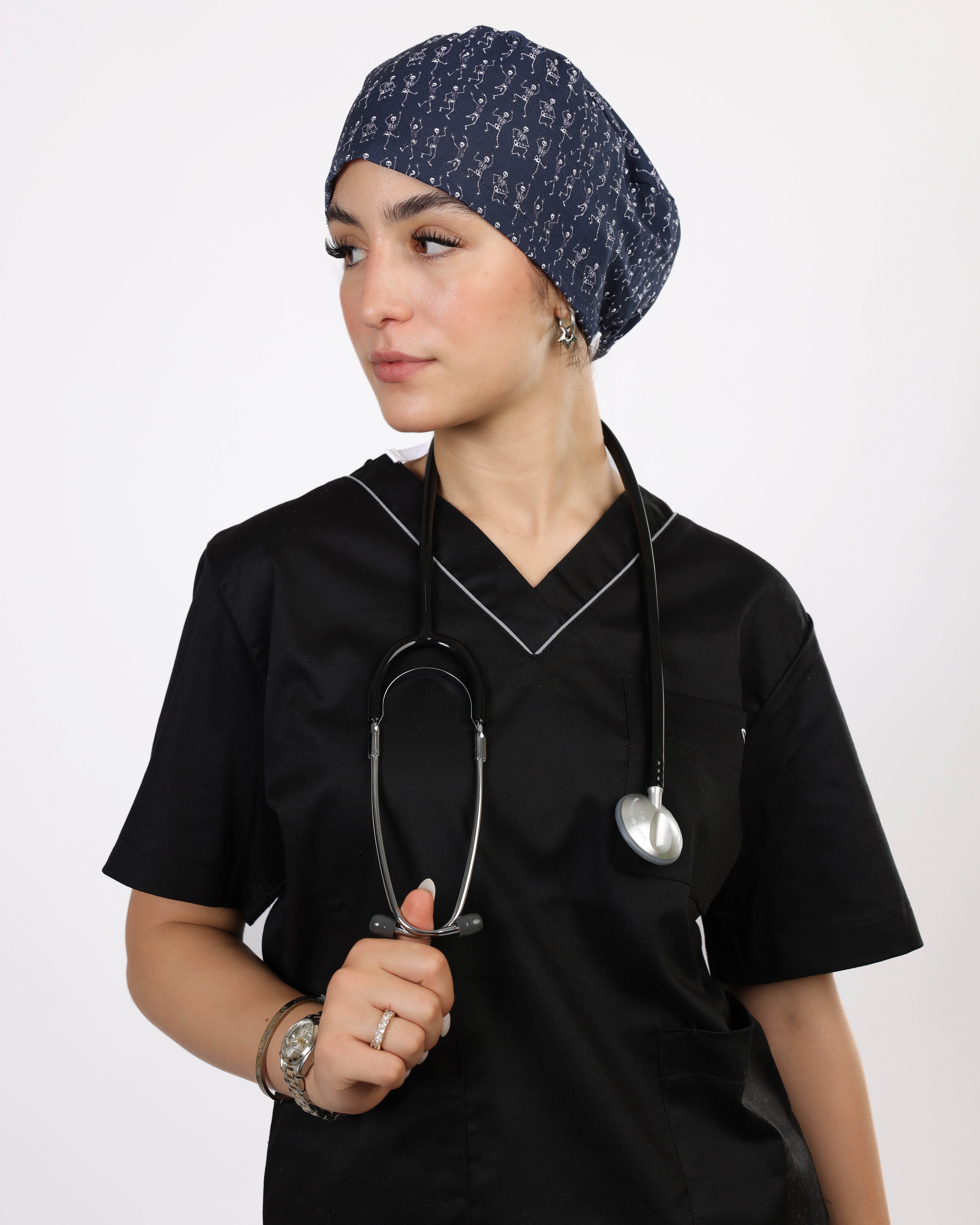 Calot Médical Unisexe – Motif Squelettes Bleu Indigo