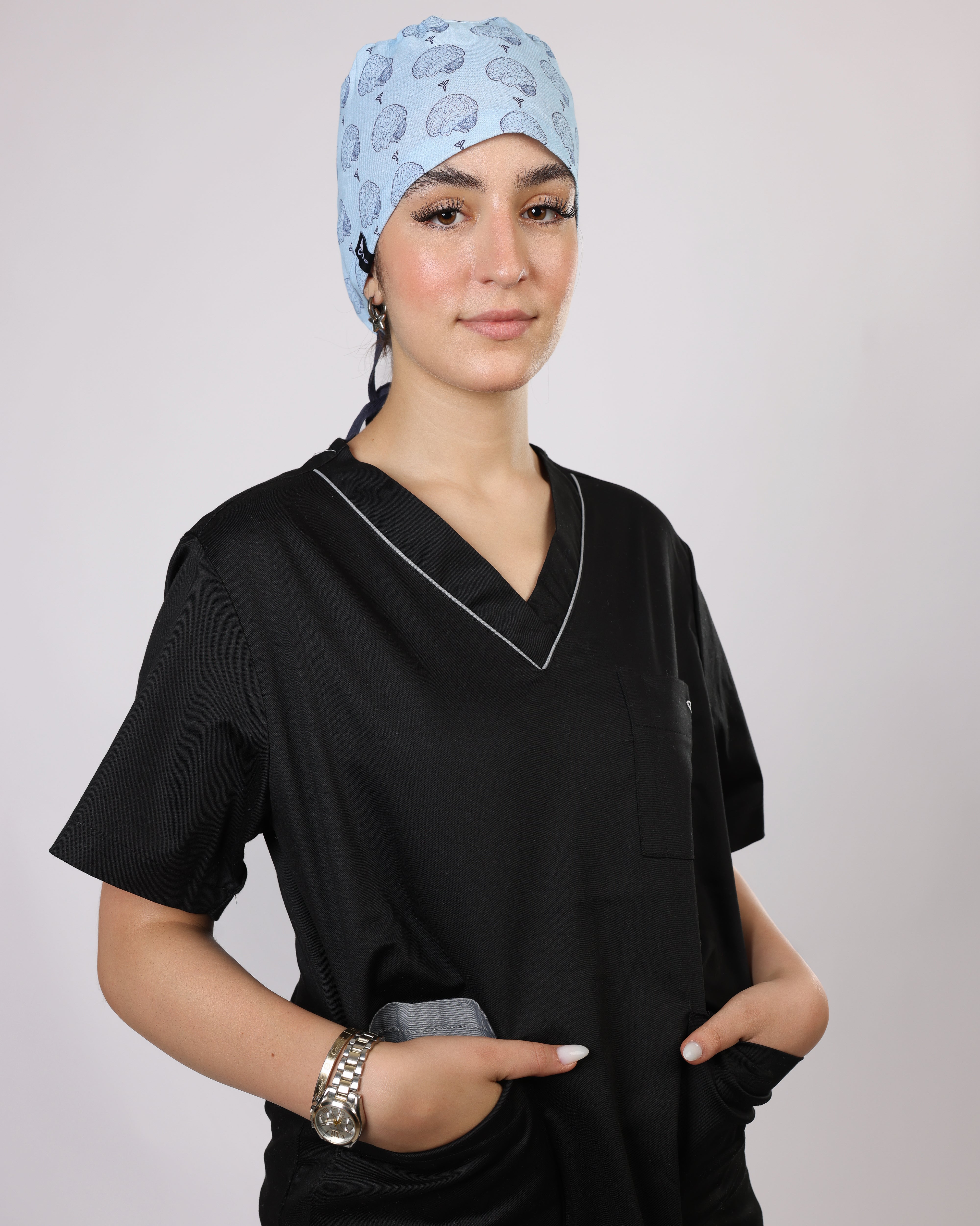 Calot Médical Unisexe –  Motif Brain Mood Bleu Ciel