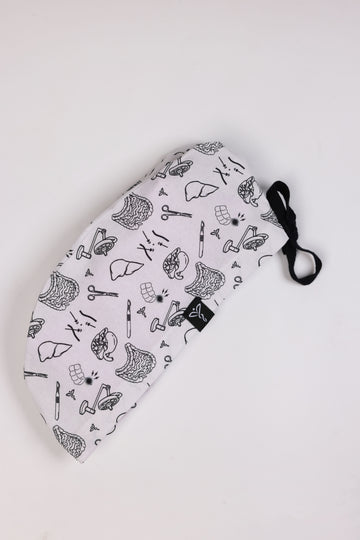 Calot Médical Unisexe – Motif Viscéral Blanc