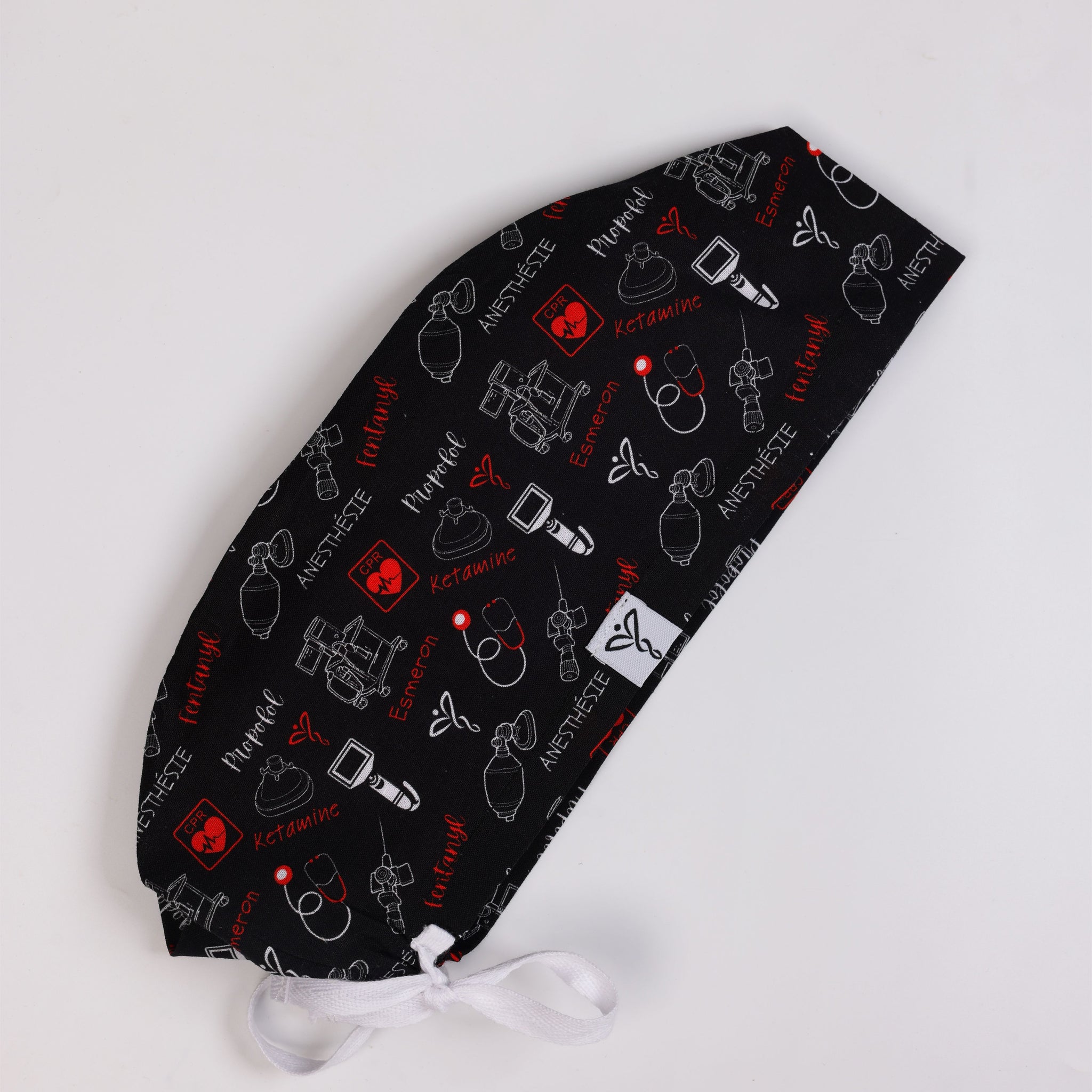 Calot Médical Unisexe – Motif Anesthésie Noir