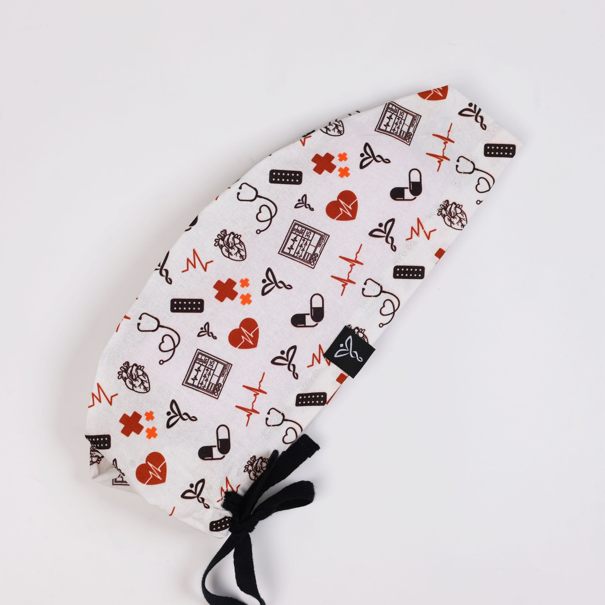 Calot Médical Unisexe –  Motif Heartbeat Blanc Cassé