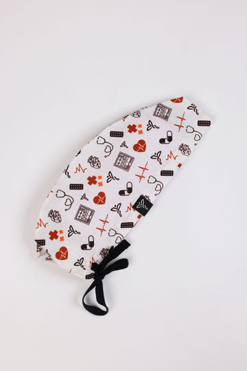 Calot Médical Unisexe –  Motif Heartbeat Blanc Cassé