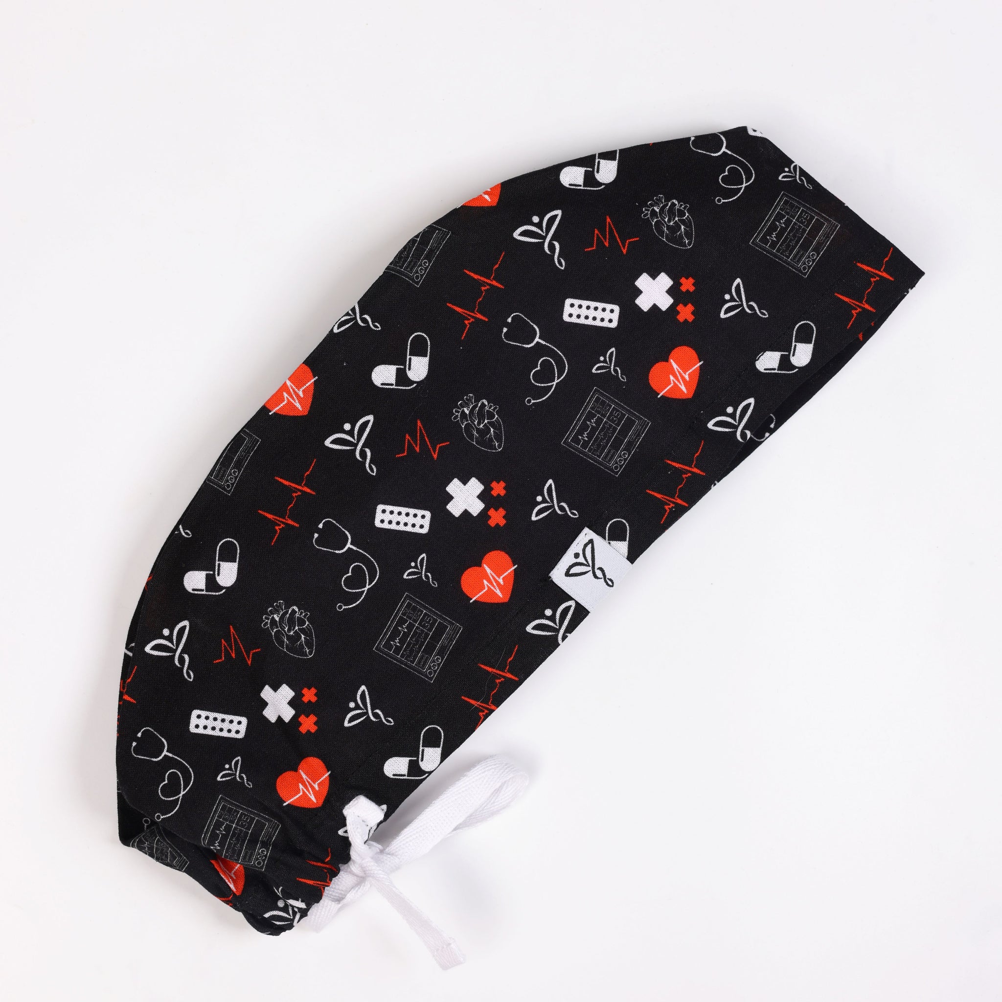 Calot Médical Unisexe –  Motif Heartbeat Noir