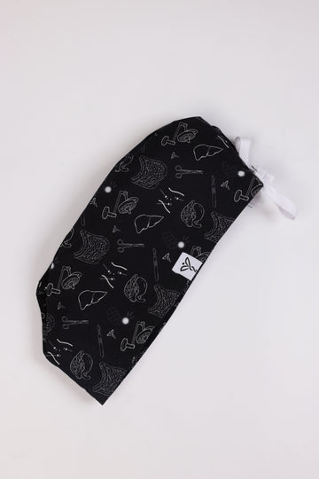 Calot Médical Unisexe – Motif Viscéral Noir